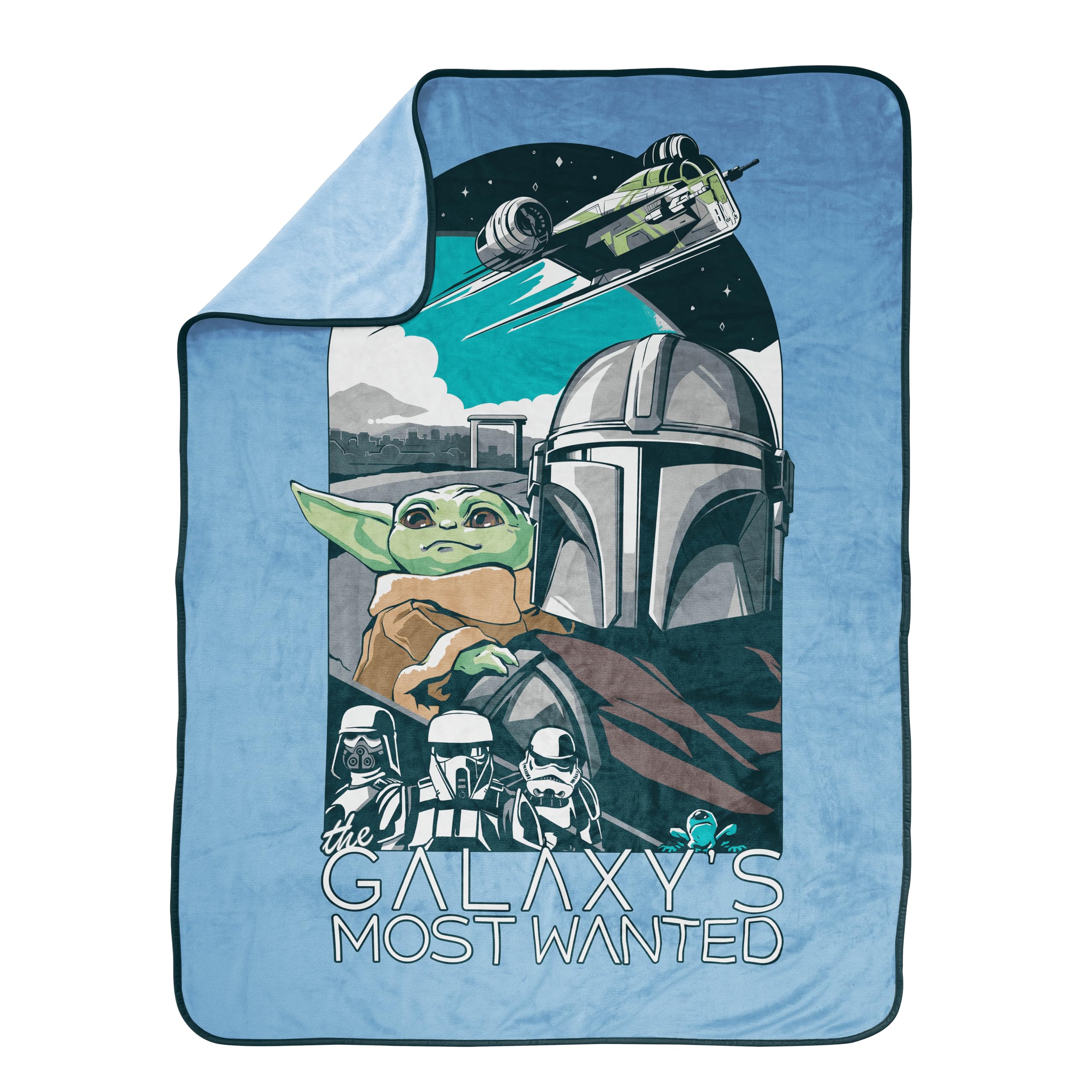 Jay Franco Kids Star Wars Plush Throw Blanket – 130x150cm Soft & Cosy Fleece Throw for Bedroom & Sofa Décor, Official Licensed Product, Blue