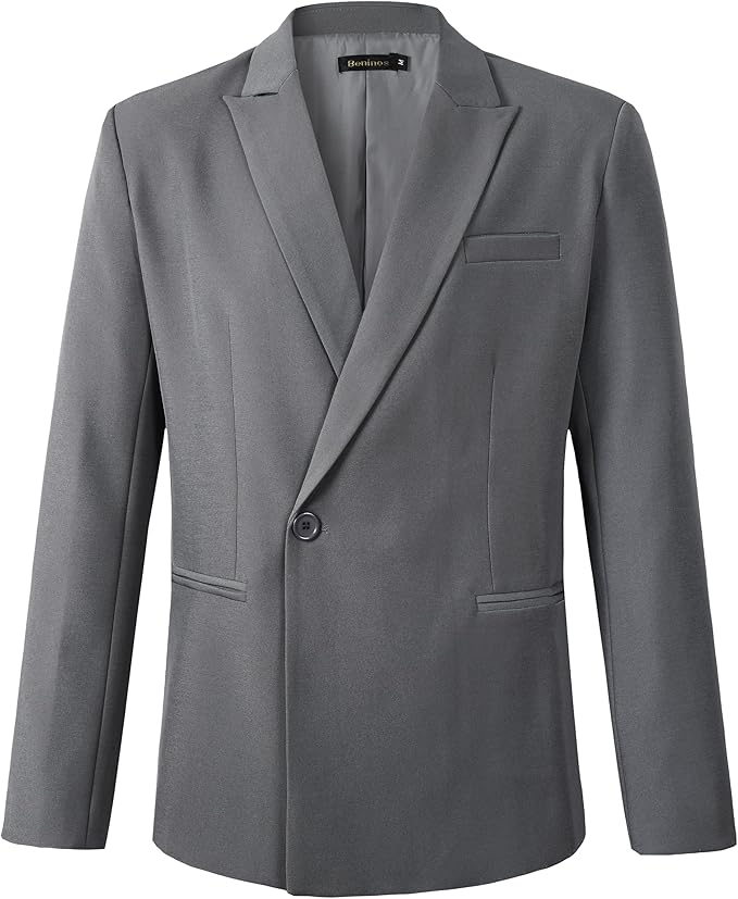Beninos Mens Sport Coat Casual Blazer Peak Lapel Business Suit Jacket