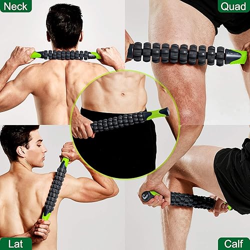 Vista 11 de Rodillo muscular, rodillo de masaje para aliviar el dolor muscular calambrestensión, ayuda a las piernas a la espalda articulaciones recuperación