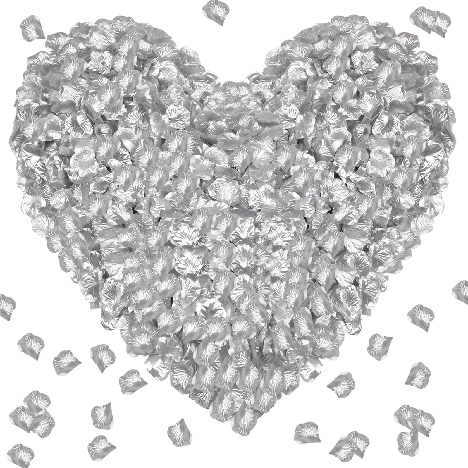 Pyrrhiax 1000Pieces Rose Petals, Artificial Flower Petals Fake Rose Petals for Romantic Night,Wedding,Proposal Anniversary Flower Decorations (Silver)
