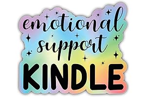 Emotional Support Kindle Sticker: The Holographic Bookworm's Delight