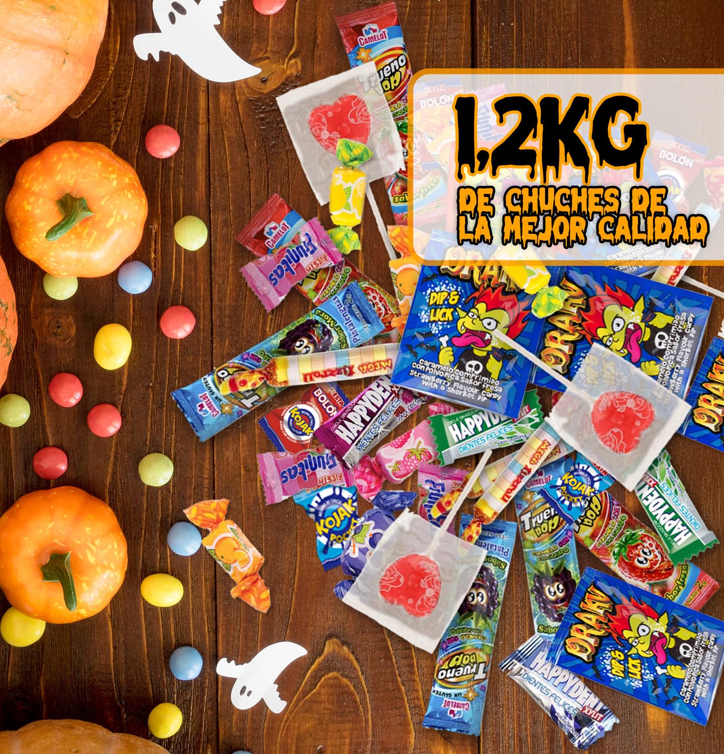 Caja Regalo Original Chuches y Caramelos Surtidos 1,2kg - Pack Golosinas Variadas con Frunitas, Kojak, Piruletas, Peta Zeta, Chicles y Más - Regalo Dulces