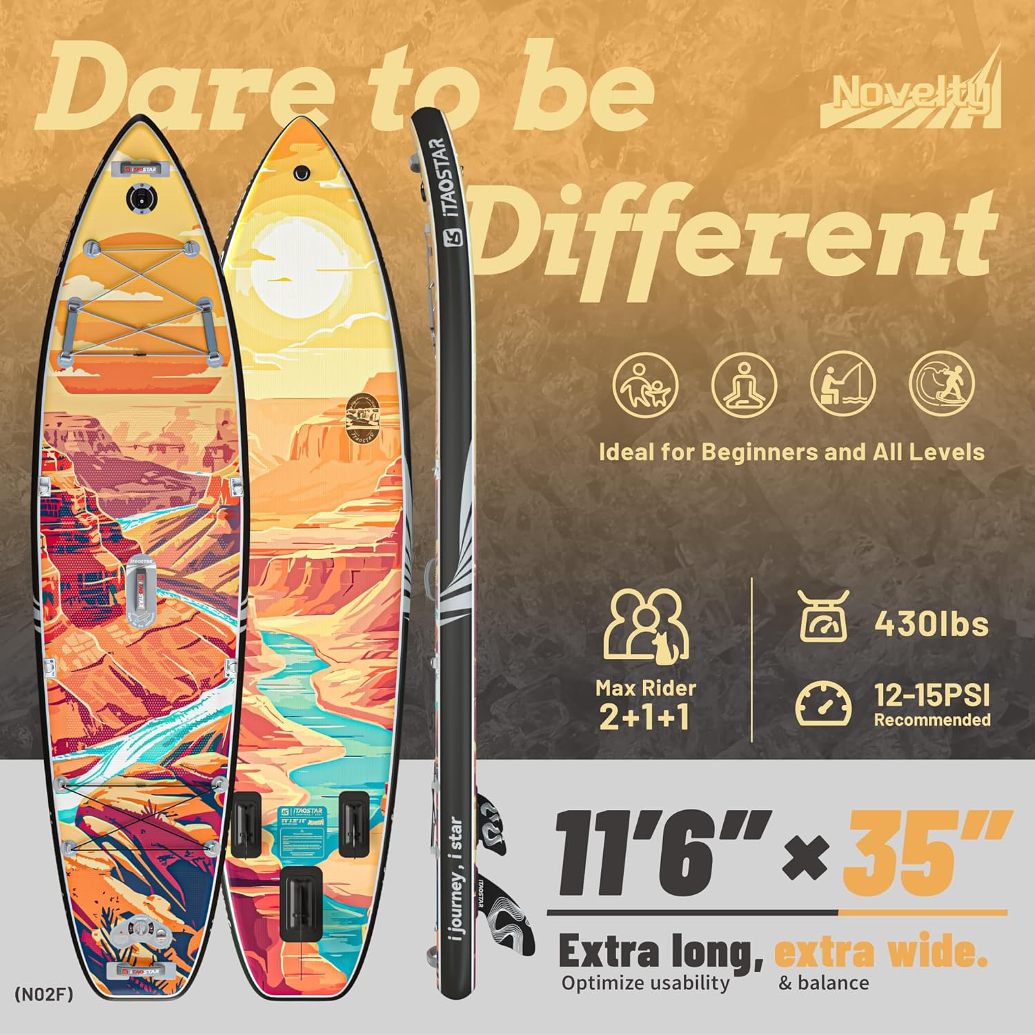 iTAOSTAR Novelty 11'6" x 35" Extra Wide SUP for Enhanced Stability - Inflatable Stand Up Paddle Board - Premium Paddle Board Kit for Adults & Youth - All Skill Levels - Includes SUP Accessories