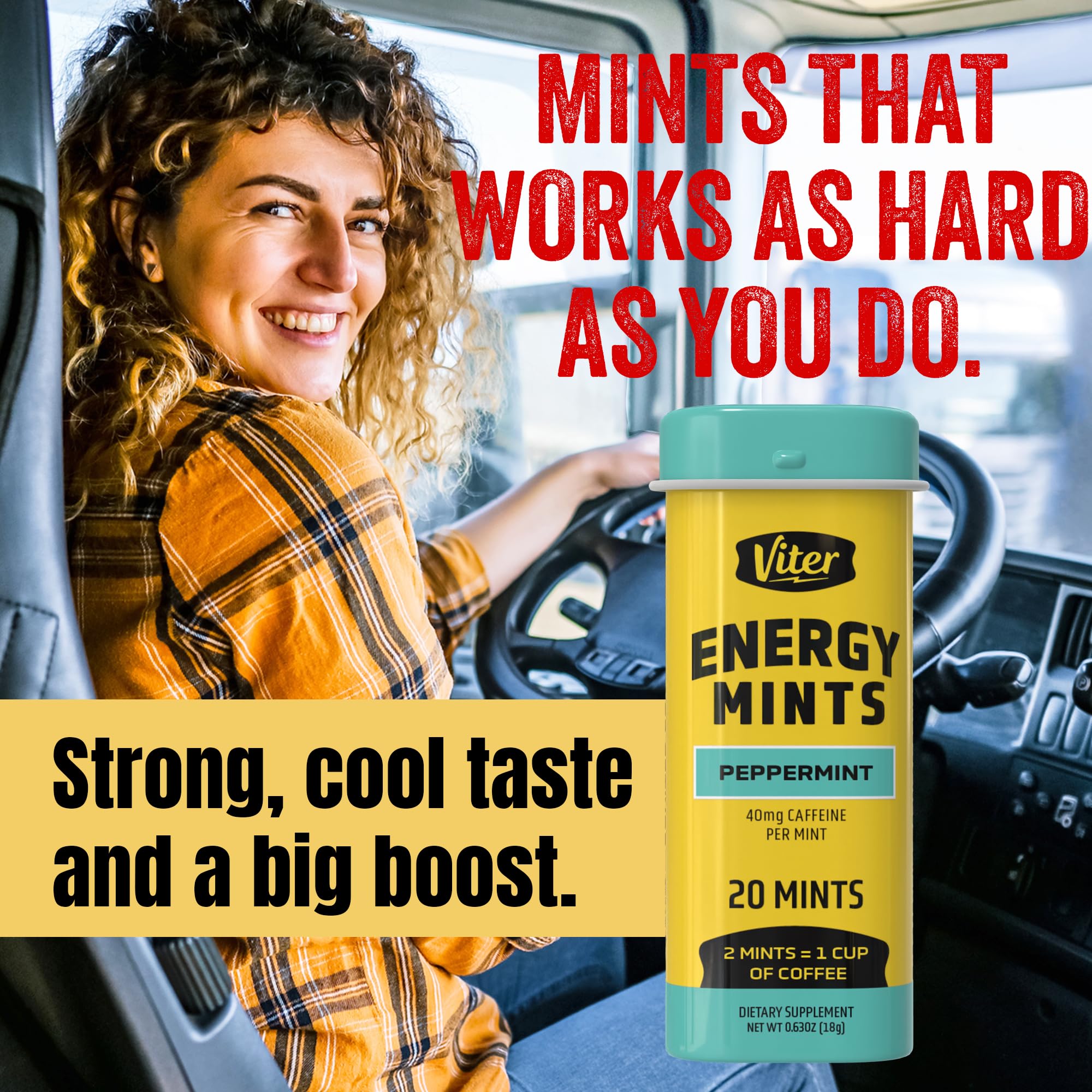 Viter Energy Caffeine Mints 40mg, Sugar Free, Peppermint, 20ct, 6 Pack — Amazon image 9