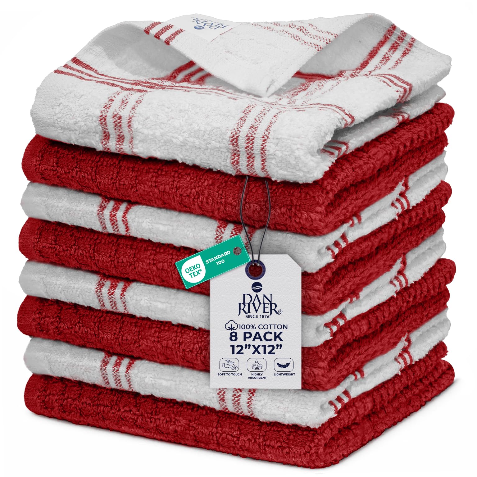 Dan River Paños de Cocina para Cocina, paños de Cocina 100% algodón, paños de té para Cocina, Toallas de Secado de Platos, Ropa para Lavar Platos, paños de Cocina para Platos, 12 x 12 Pulgadas