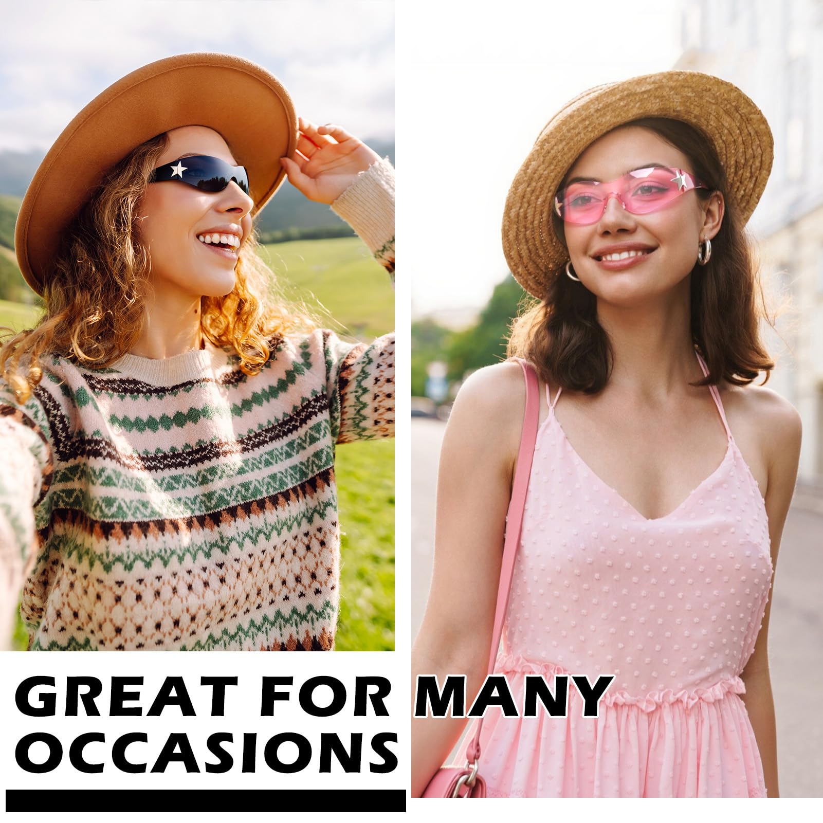 Ovveroche 3 Pairs Y2K Sunglasses for Women Men Trendy Shield Wrap Around Sun Glasses Oversized Fashion Frameless Glasses: Black, Pink, Transparent Sliver