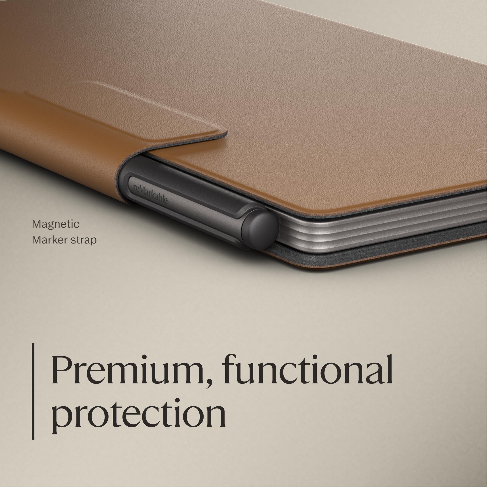 reMarkable Paper Pro Move - Brown Leather Book Folio for Your 7.3