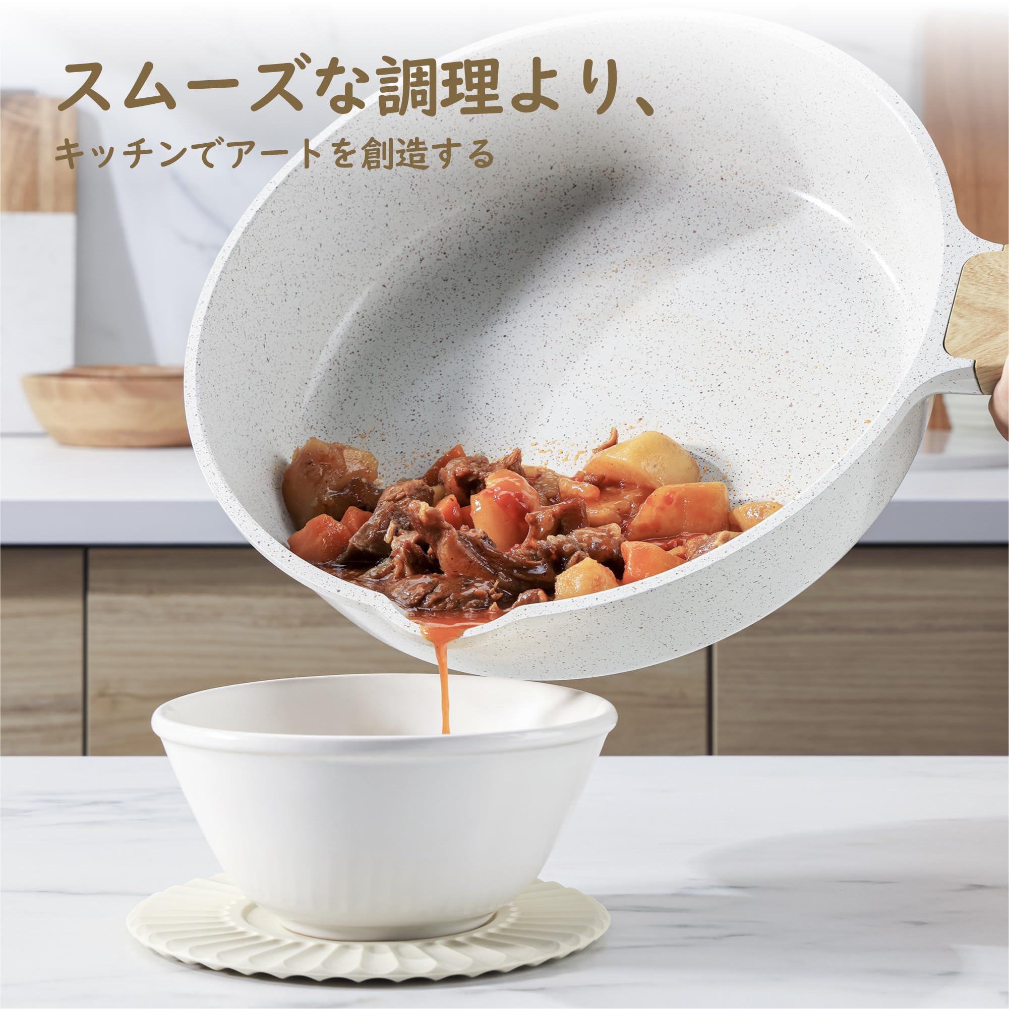 Amazon | SENSARTE フライパン 深型 30cm セラミックコーティング 蓋