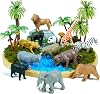 Rileryan Set de Diorama de Animales Salvajes de la Selva y Zoológico de Sudáfrica de 20 Piezas | Figuras de Animales Salvajes en Miniatura para Dioramas de Vida Silvestre, Selva Tropical y Bosque, Accesorios de Plástico para Decoración del Hogar 1