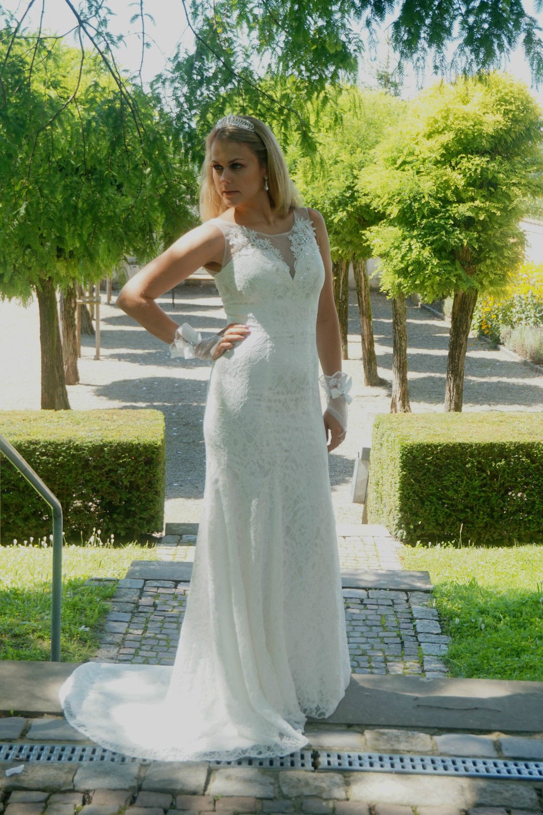 Abito da sposa in pizzo, abito da sposa, abito da sposa, con strass, sirena, 34 36 38 40 Mermaid avorio 42