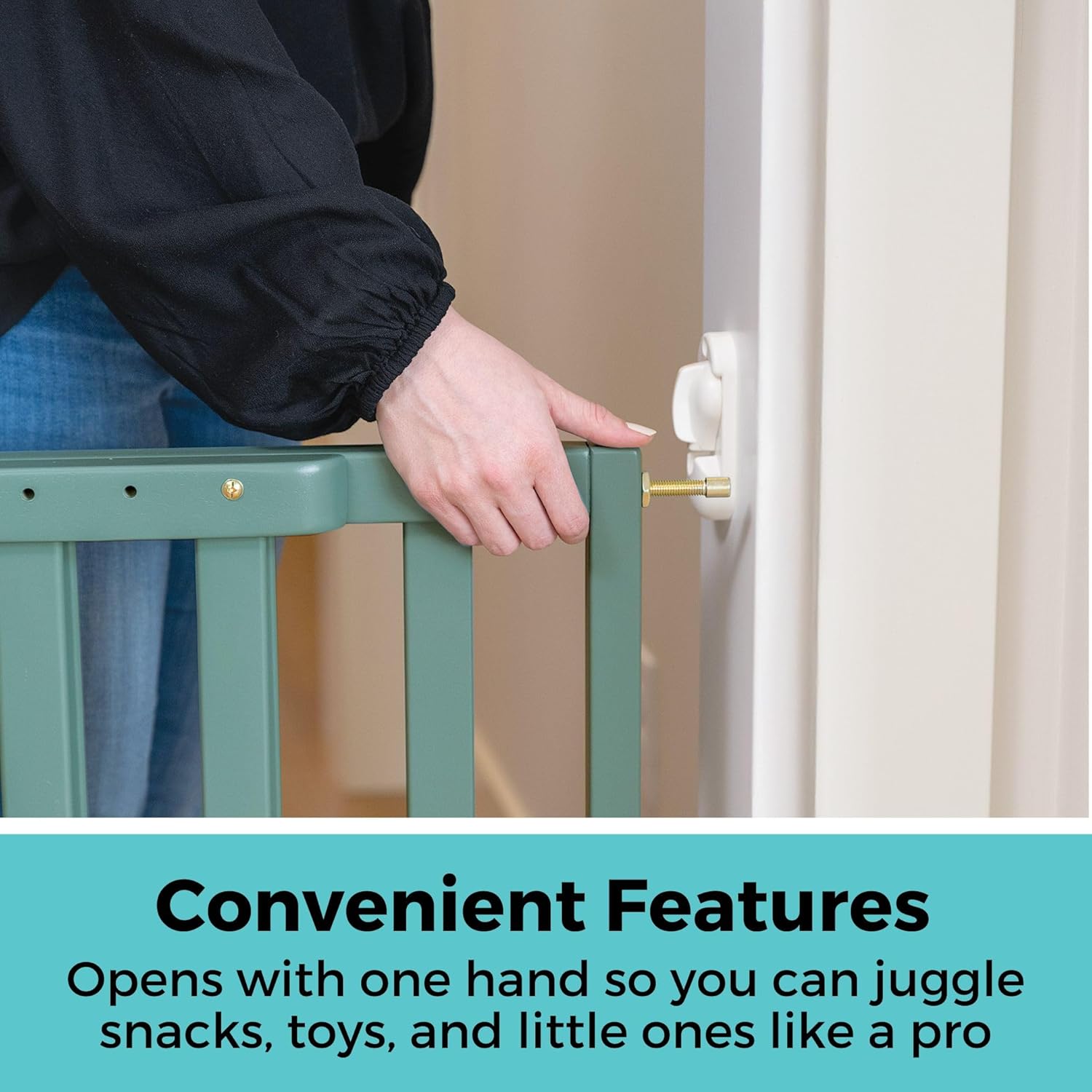 Toddleroo by North States LuxeCraft Wood Baby Safety Gate for Stairs & Doorways, Hardware Mount, Adjustable 25.25 to 39.25 Inches Wide, 30 Inches High, Jack Pine Green