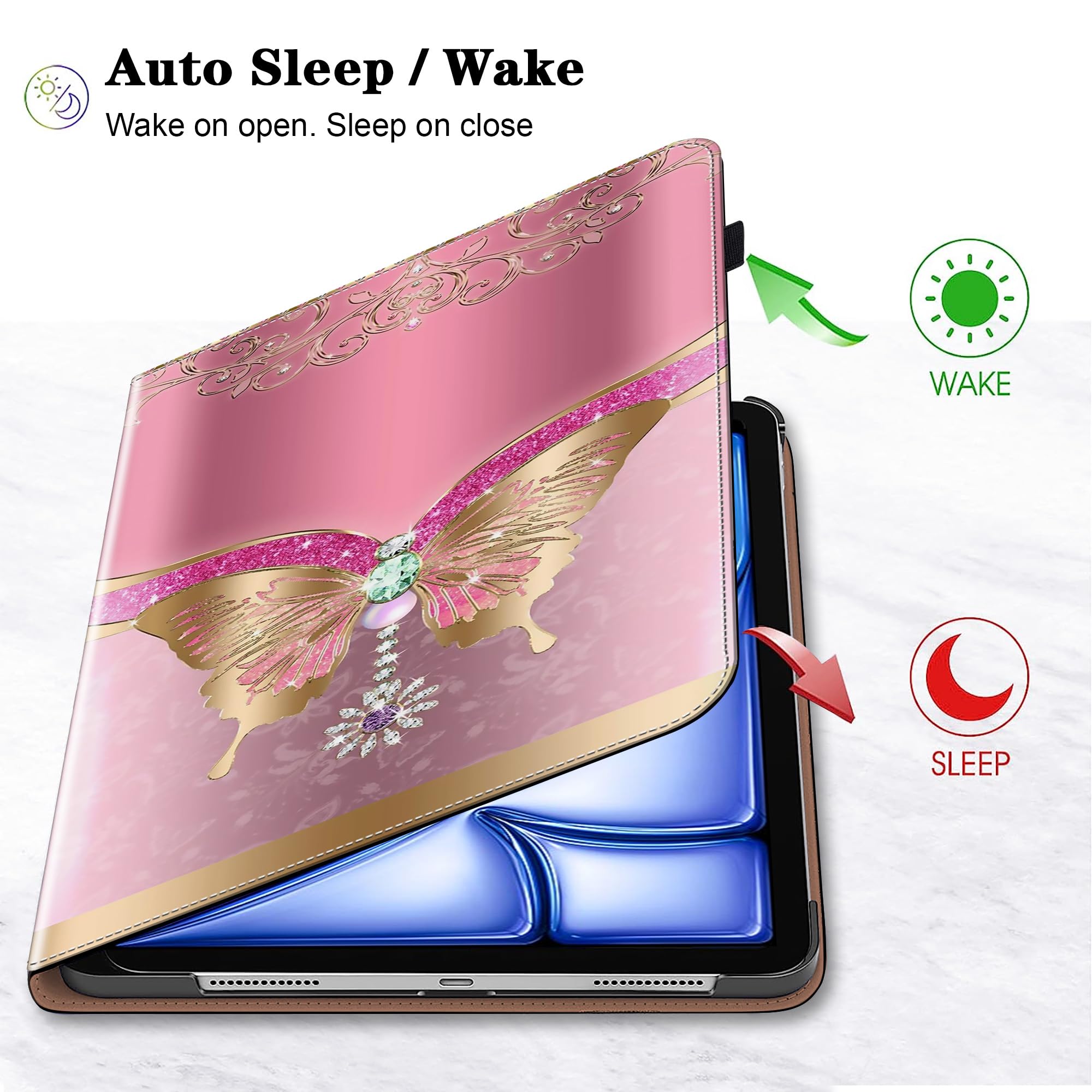 MoKo Cover per iPad Air 13 Pollici Case (M4/M3/M2) 2026/2025/2024 con Portapenna, Cover Trifold Sottile e Leggera con Retro in PC Rigido Traslucido, Auto Svegliati/Sonno, Oro Rosa MoKo Cover per iPad Air 13 Pollici Case (M4/M3/M2) 2026/2025/2024 con Portapenna, Cover Trifold Sottile e Leggera con Retro in PC Rigido Traslucido, Auto Svegliati/Sonno, Oro Rosa