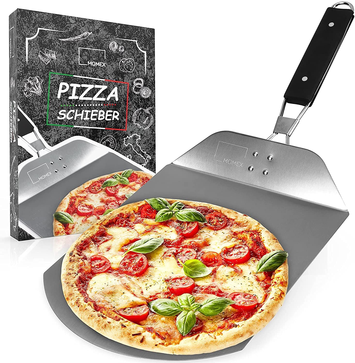 Pietra Refrattaria Da Forno SPORWAY Pala Per Pizza In Acciaio Inox 40x30cm - Manico Rimovibile, Per Forno E Barbecue Utensile Pizzeria Domestica