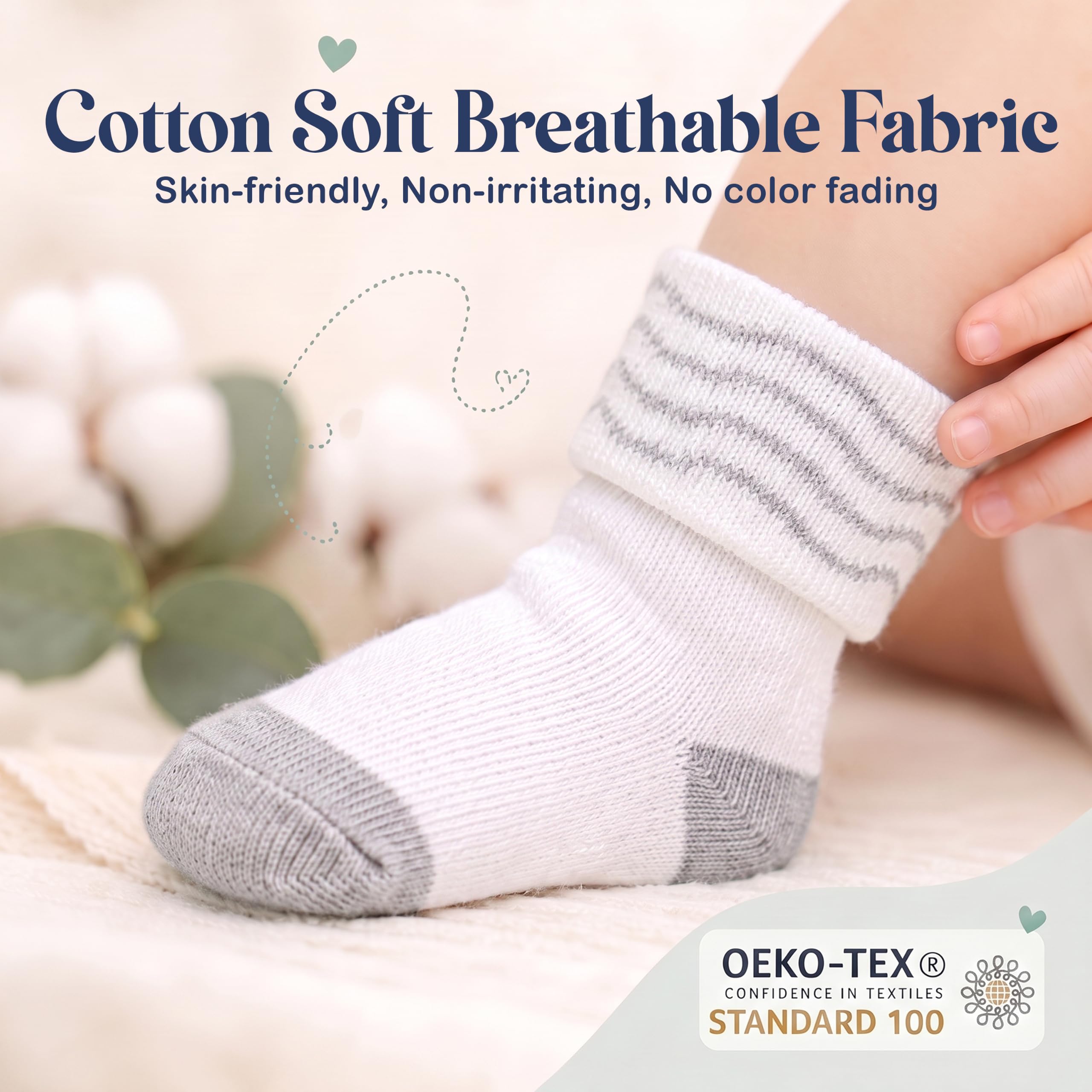Mother's Choice Lot de 12 paires de chaussettes pour bébé de 0 à 6 mois, en coton bio, unisexe, douces et hypoallergéniques pour nouveau-né