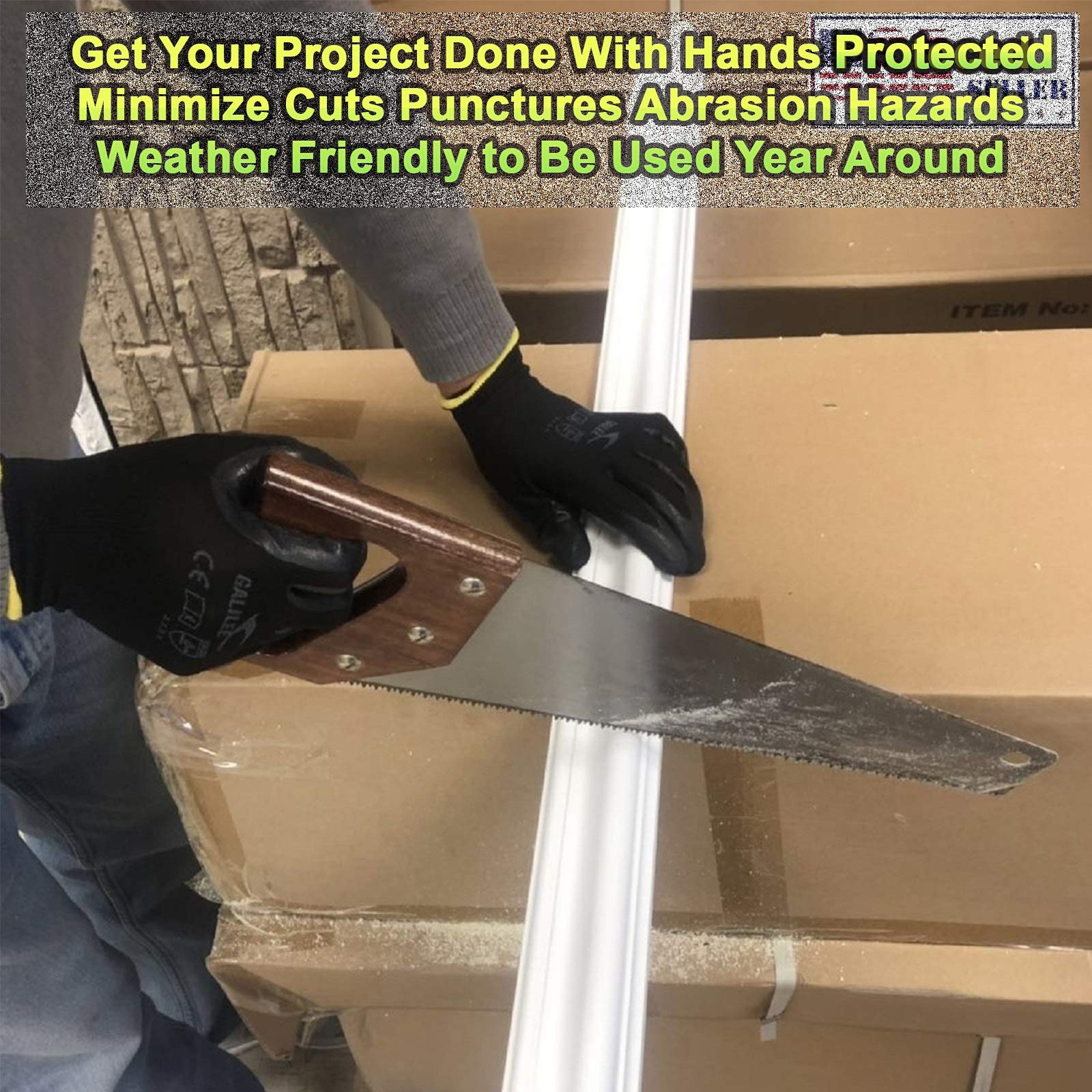 Guantes de trabajo para hombres y mujeres, guantes de seguridad recubiertos para el trabajo, paquete de 10 pares, revestimiento de goma de látex a base de agua con agarre firme (tamaño grande se