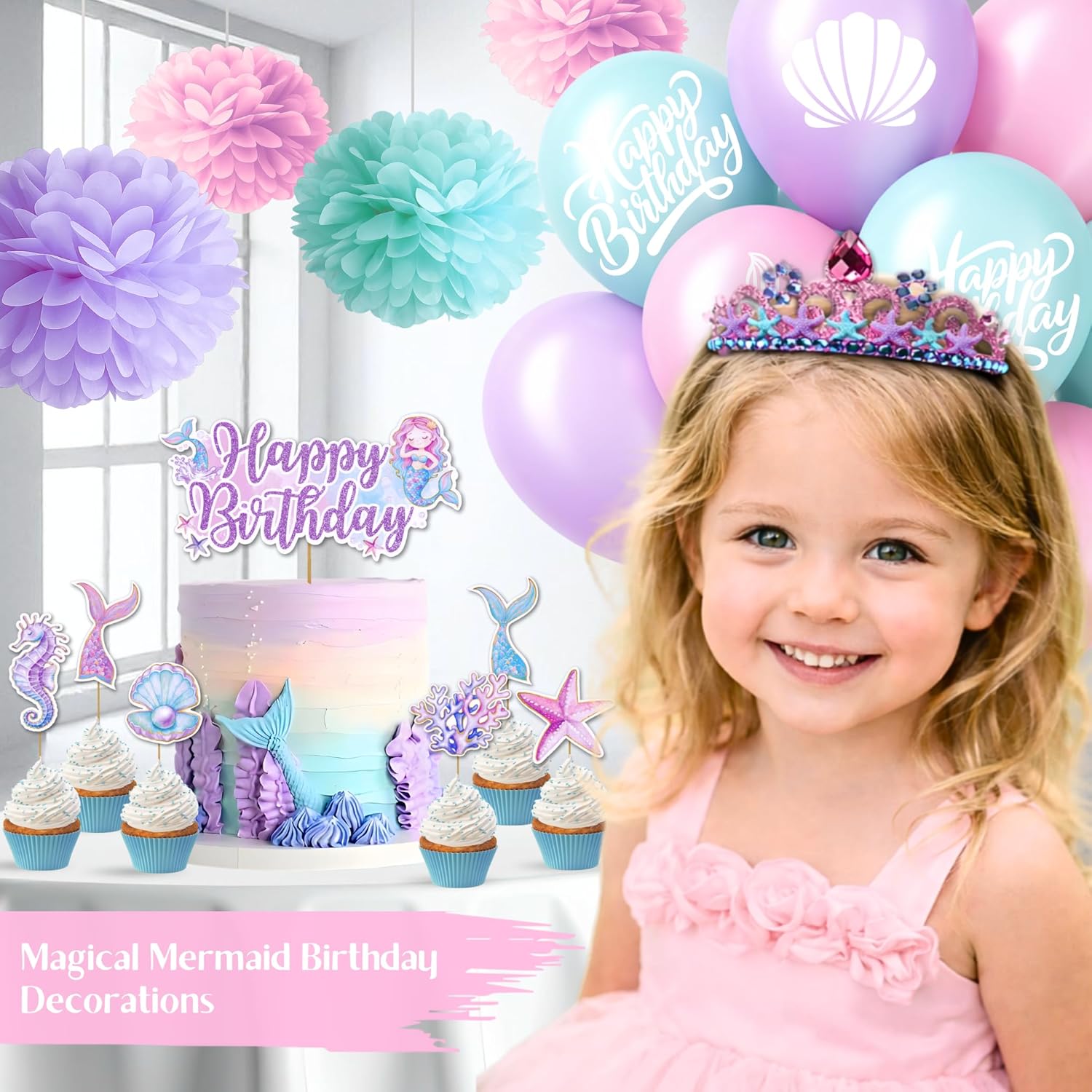 RainMeadow Premium Mermaid Birthday Decorations for Girls – All-in-One Complete Little Mermaid Party Kit – Decoracion De Sirena Para Cumpleaños