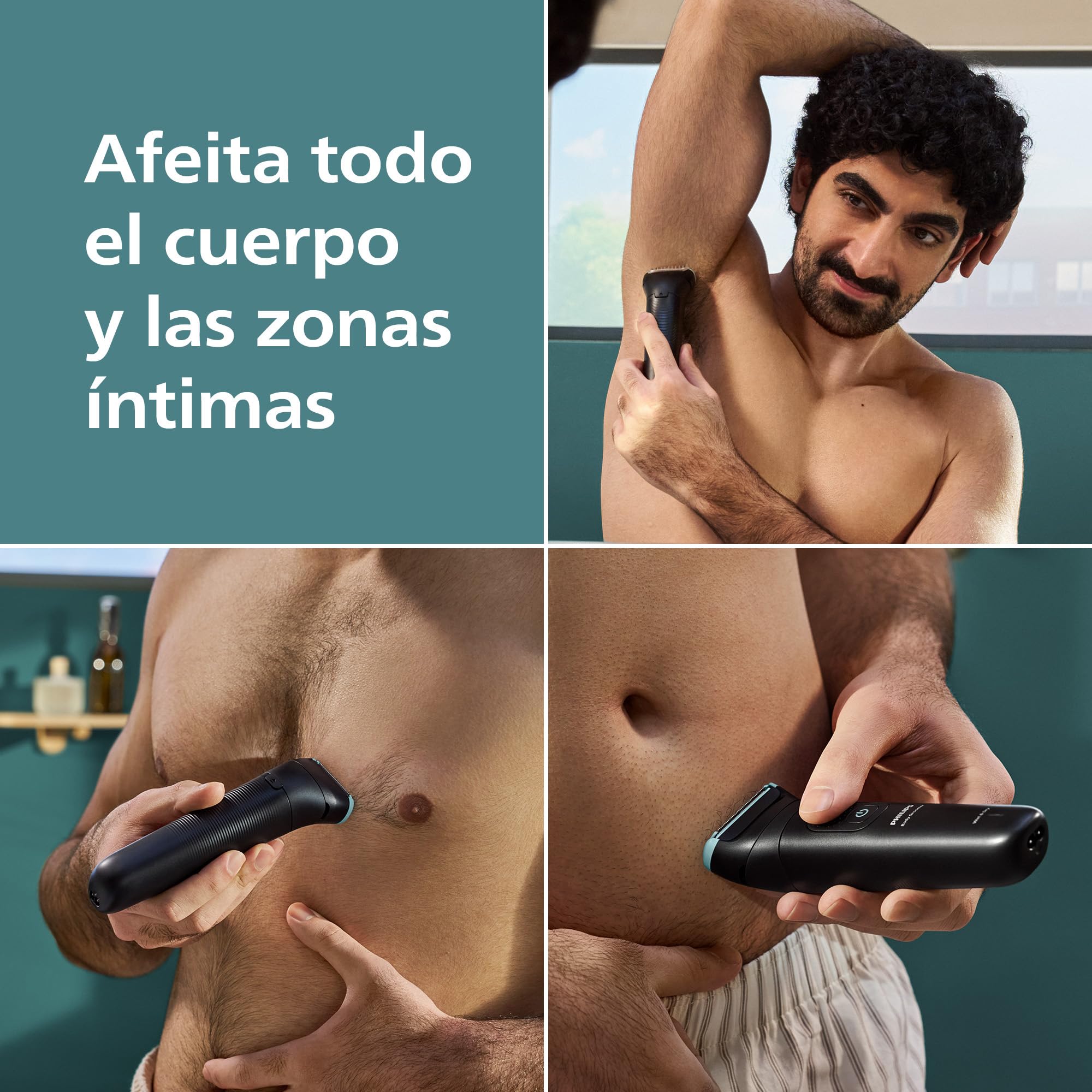 Philips Afeitadora Corporal Series 5000 - Recortadora para Hombre con Sistema Triple Protect, Afeita y Recorta la Zona Íntima, Apta para la Ducha, 100 min. de autonomía. BG5485/30