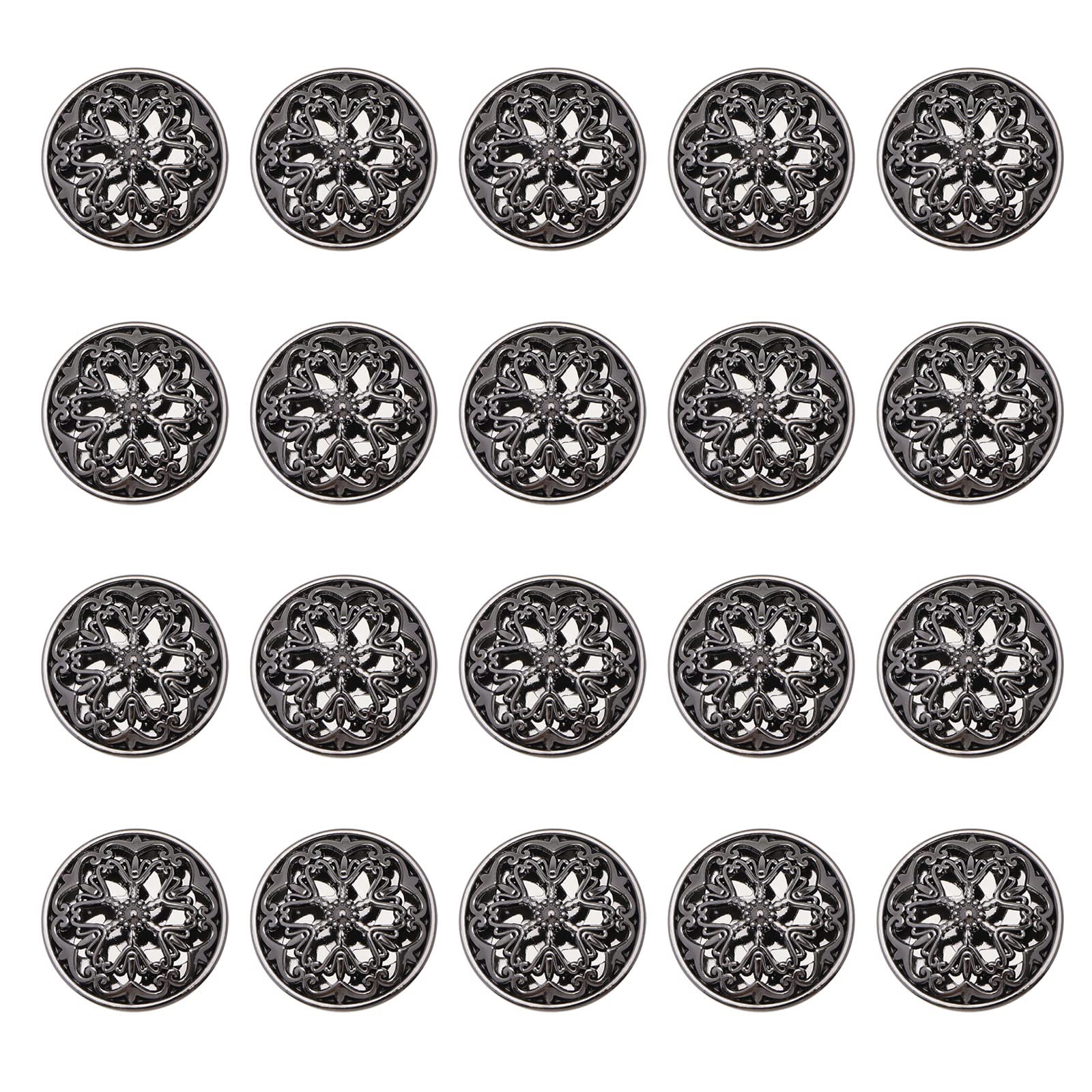 Boutons de vêtements fleur creuse en alliage noir 25 mm pour sublimer un blazer de costume