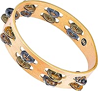 Meinl Percussion Tambourine with Nickel Plated Steel and Solid Brass Jingles, Double Row-NOT Made in China-Super Natural Wood Finish, 2-Year Warranty (TA2M-SNT)