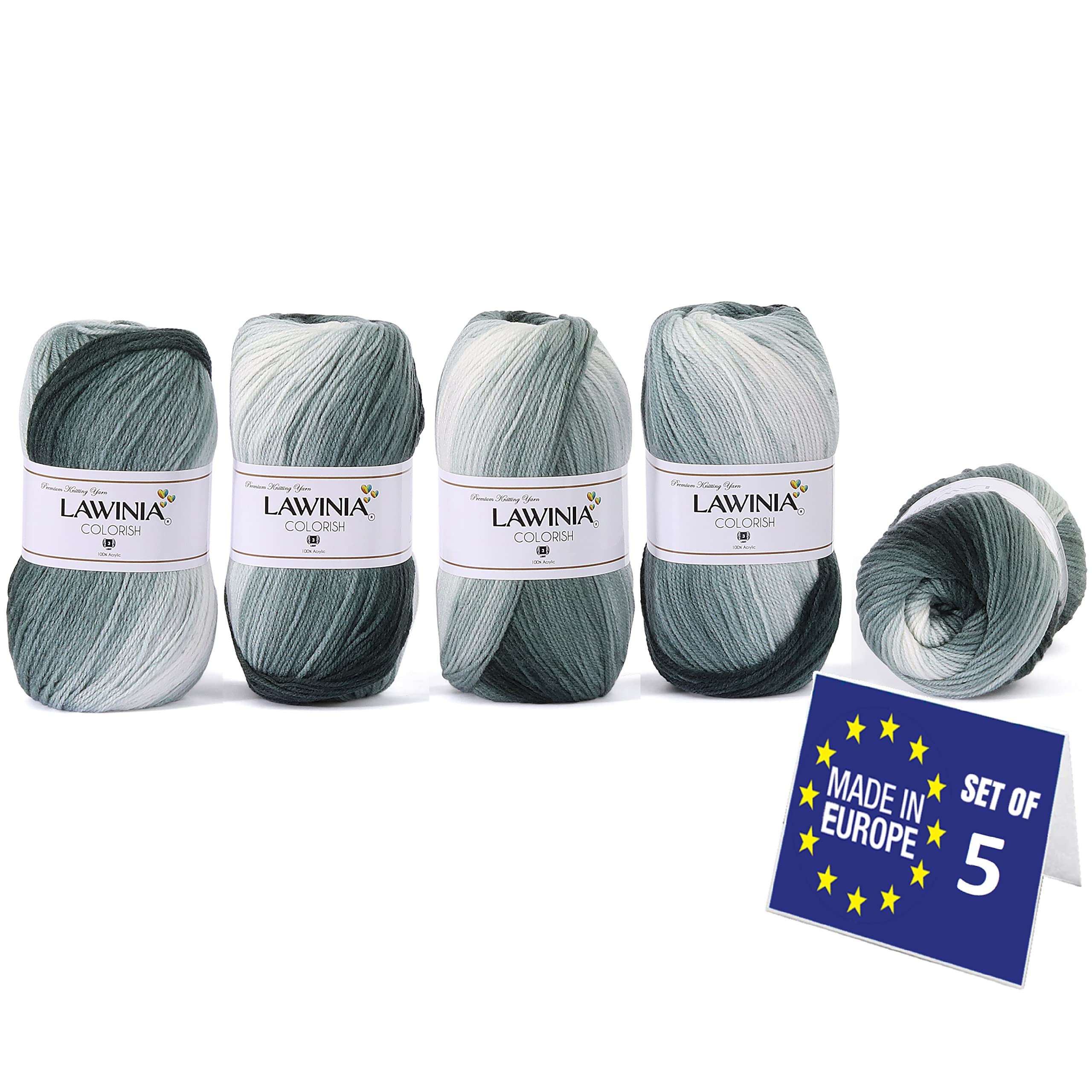 COLORISH Luxury Rainbow Yarn DK, Rainbow Wool for Knitting, Pack of 5 Each 100g - 350m 100% Acrylic DK Knitting Yarn, Multicoloured Wool, Ombre