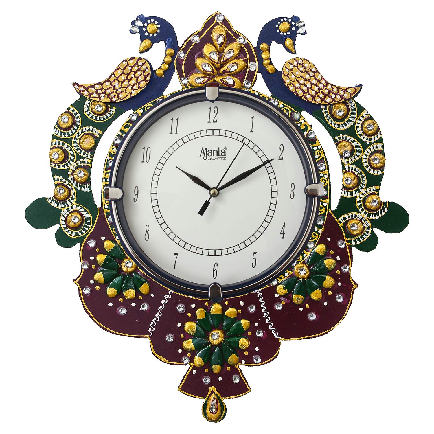 CIRCADIAN Ajanta Peacock Design Wall Clock for Home Décor Living Room Hall Office Bedroom Fancy Stylish Antique Wooden Watch Hand Made Multicolour 33 X 33 Cm - Analog (B08PVJ9YS9) Amazon Price History, Amazon Price Tracker