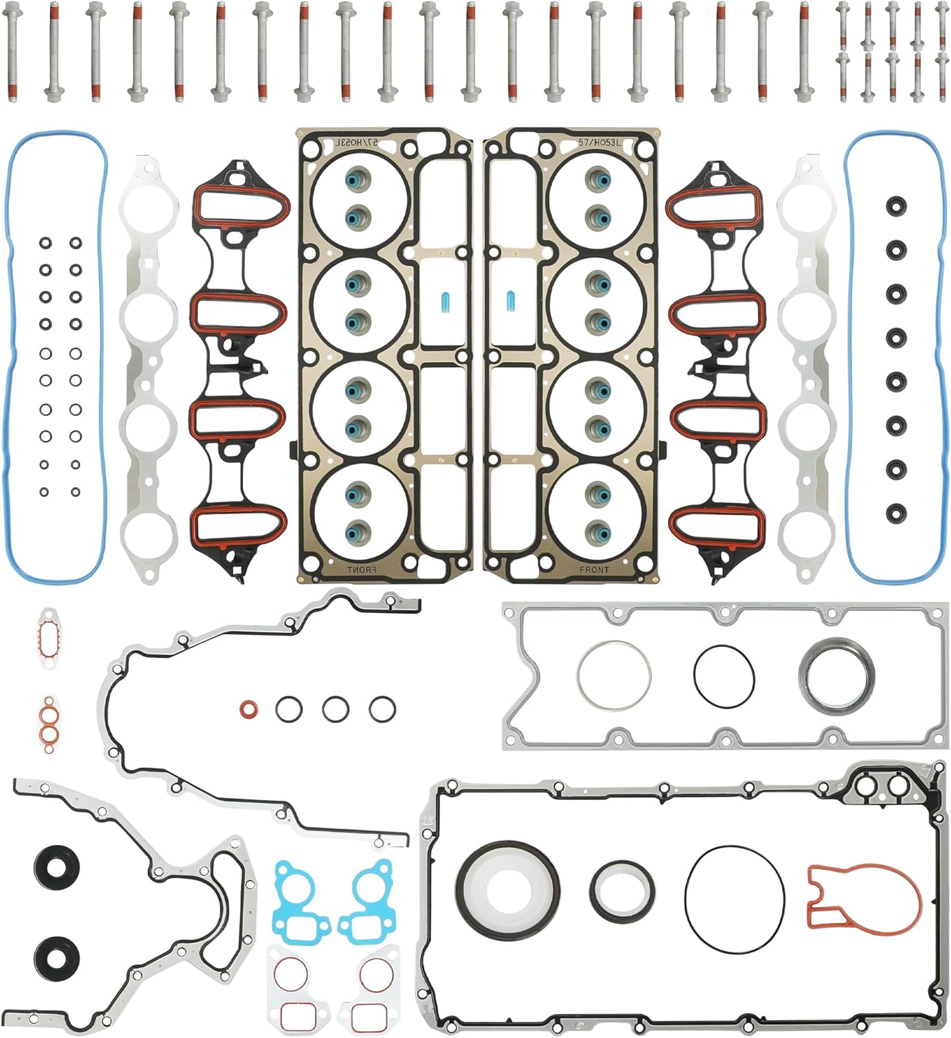 MLS Full Cylinder Engine Head Gasket Set with Head Bolts Fit for Chevy Silverado Tahoe Avalanche Express Suburban GMC Sierra Savana Yukon Buick Escalade 4.8L 5.3L 5.7L LS Engines 2002-2011 HS26191PT