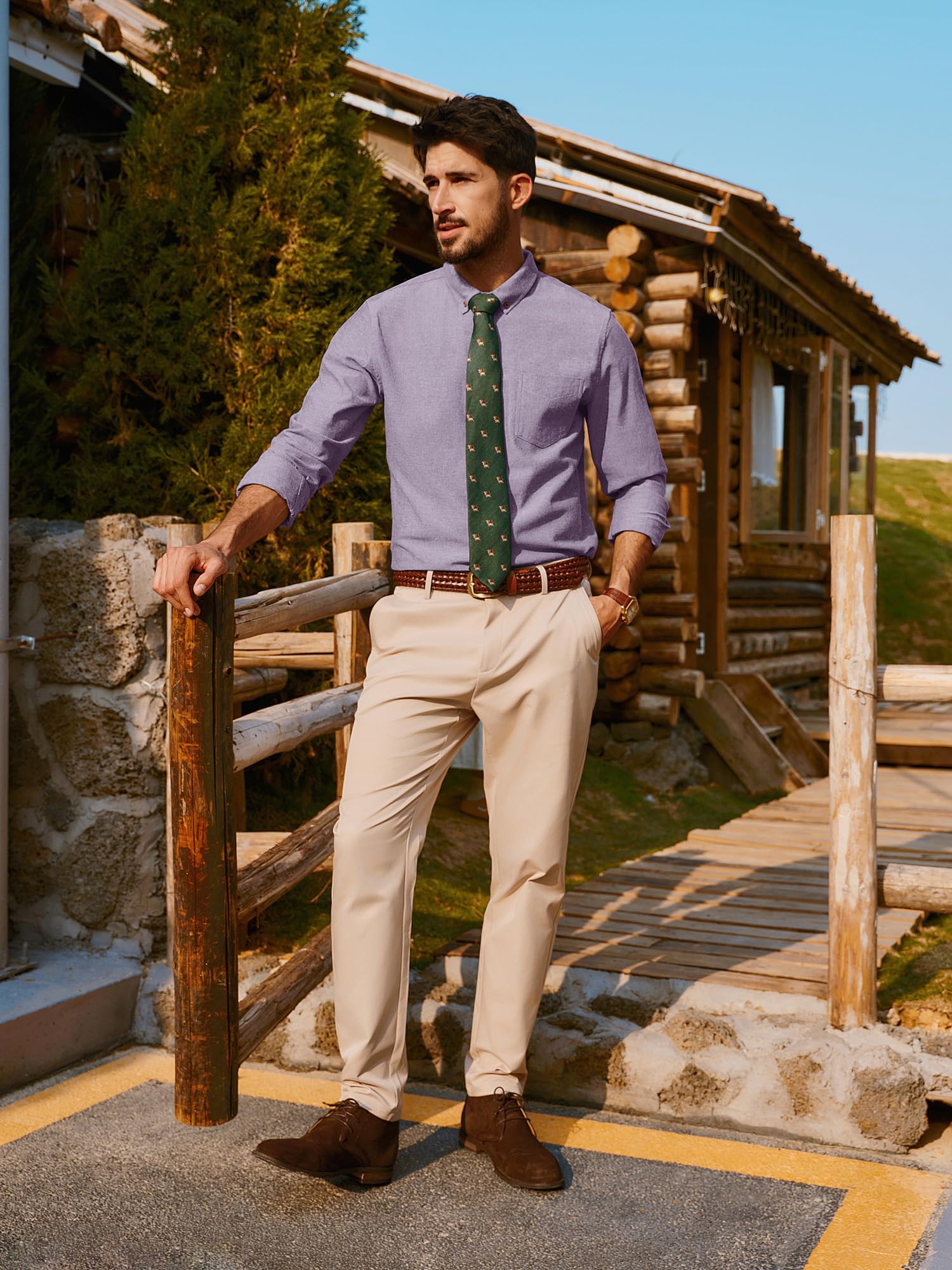 PJ PAUL JONES Camicia da uomo casual con bottoni, a maniche lunghe, in lino e cotone