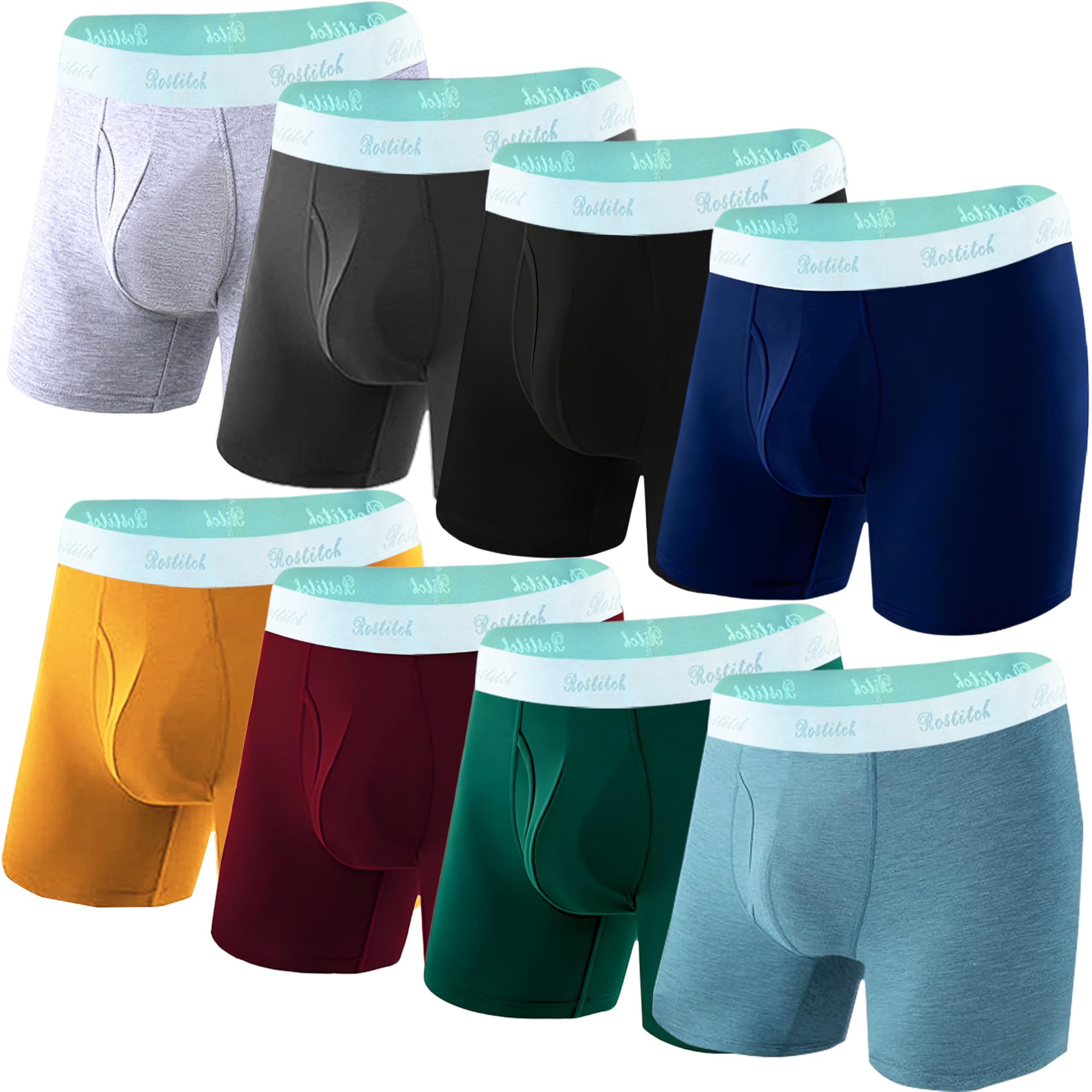ROSTITCH Mens underwear Upgrade bamboo boxer briefs Breathable cool dry Soft with Fly Super elasticity Multipack