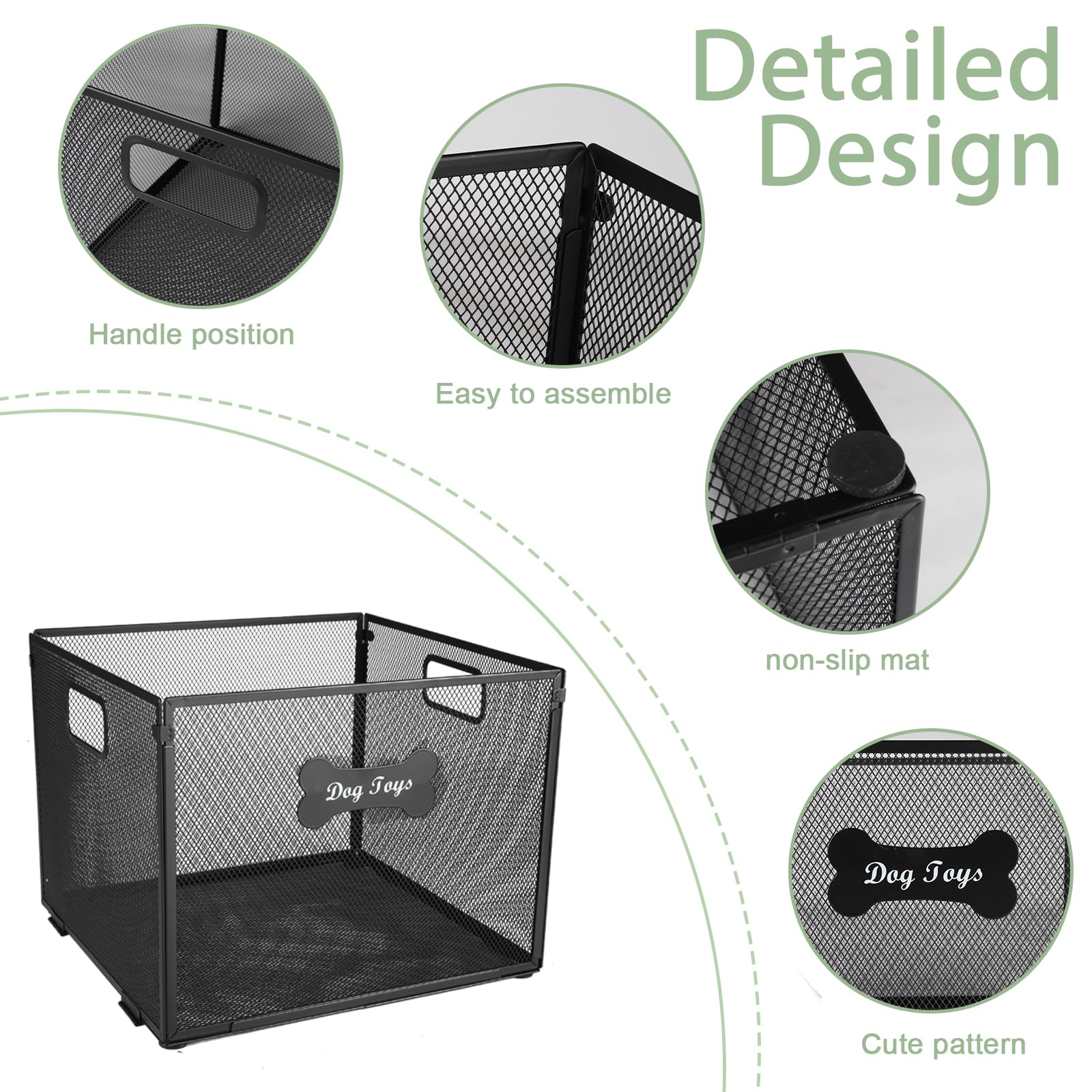 Lolytama Metal Dog Toy Box 2pack Dog Toy Basket-Wire Mesh Basket-Cute Pawprint Dog Bone-Pet Accessory Rust-Resistant Finish-for Cat & Dog Toy Organization & Storage