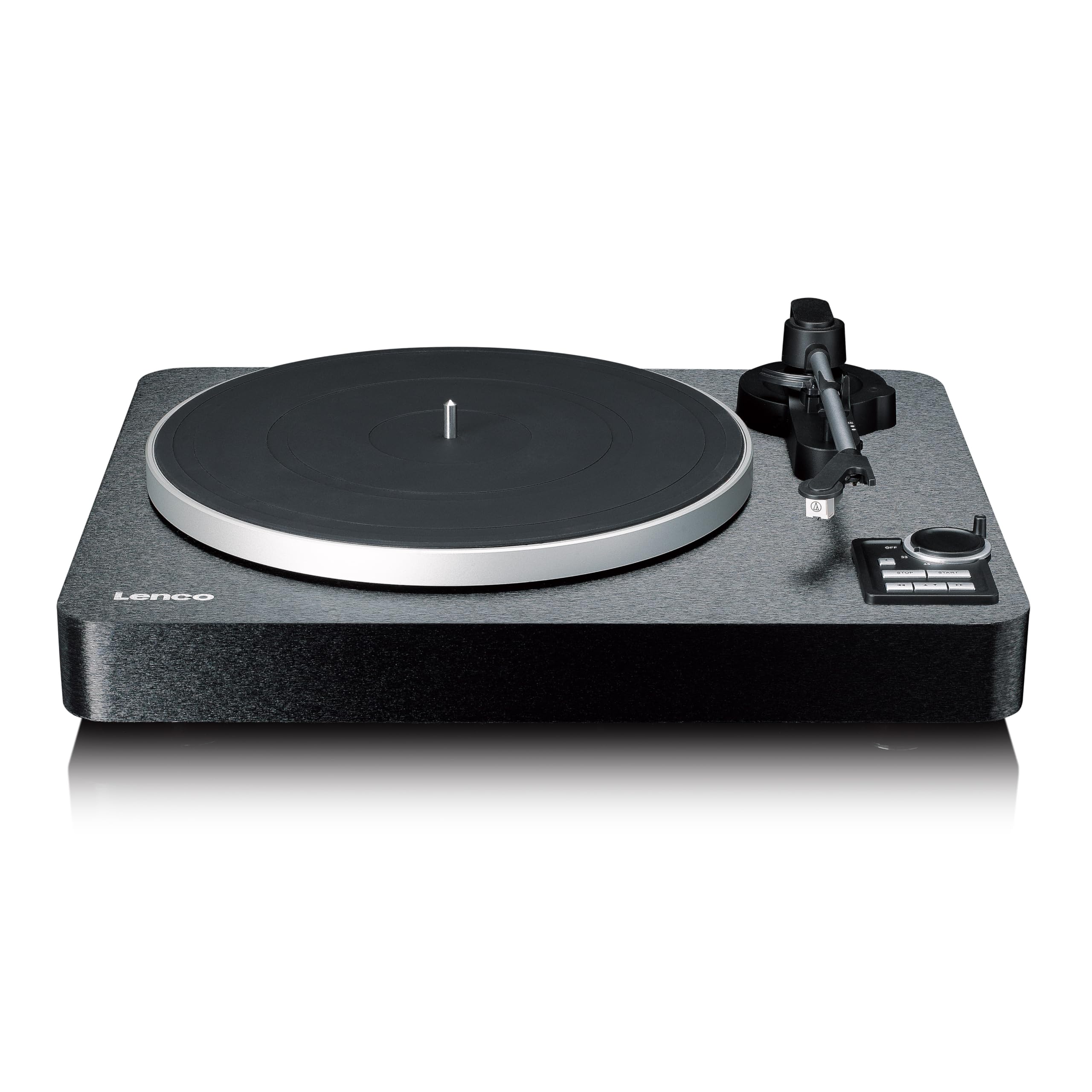 Lenco LBTA-165BK Giradischi completamente automatico – Bluetooth 5.3 – Corpo in legno – Piatto in metallo & pickup AT3600L – Auto Start & Auto-Return – 2 velocità (33/45 giri/min) – Integrato