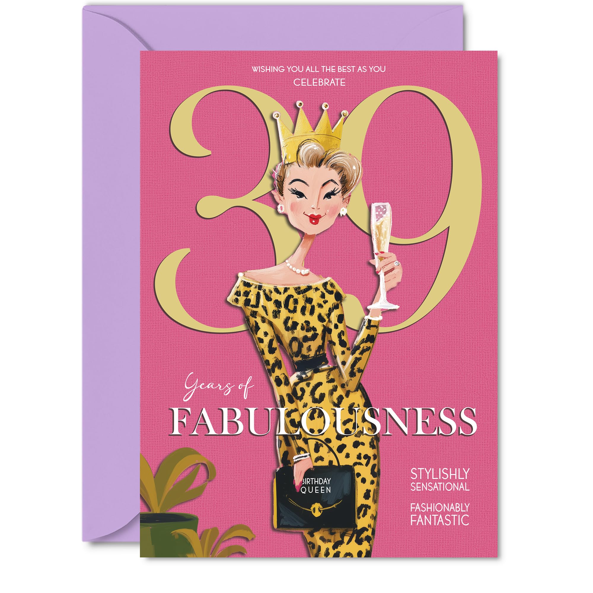 39th Birthday Cards for Women - Years Of Fabulousness - Happy Birthday Card for 39 Year Old Woman Sister Colleague Neighbour Wife, 5x7 Inch Bday Greeting Cards