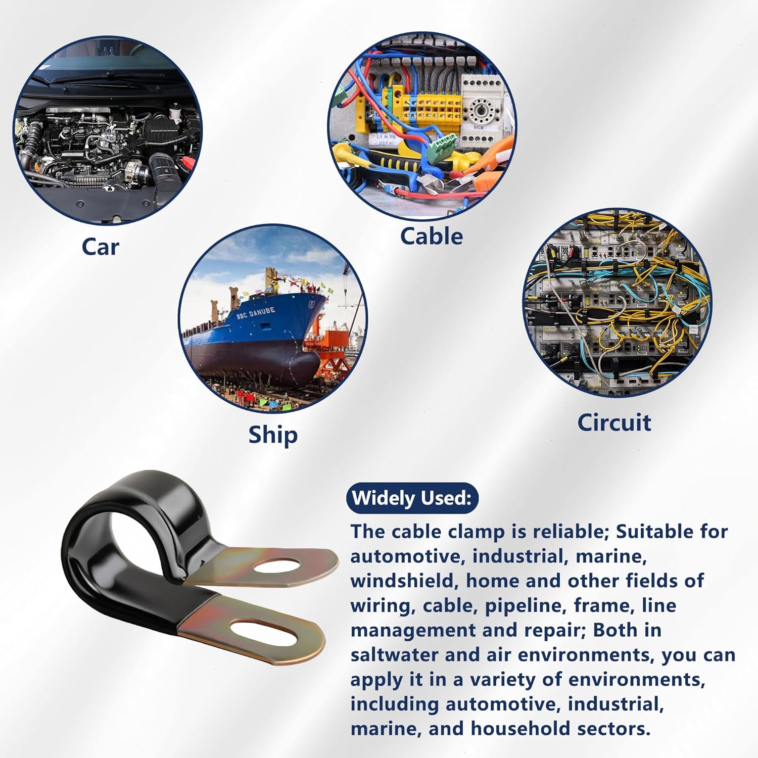 1/2 Inch Galvanized Steel Cable Clamps 50 Pcs Vinyl Coated Wire Clamps for Cables with Rubber Cushioned Tubing Mounting Clips 6mm Fasteners for Tube Lines Cord Installation