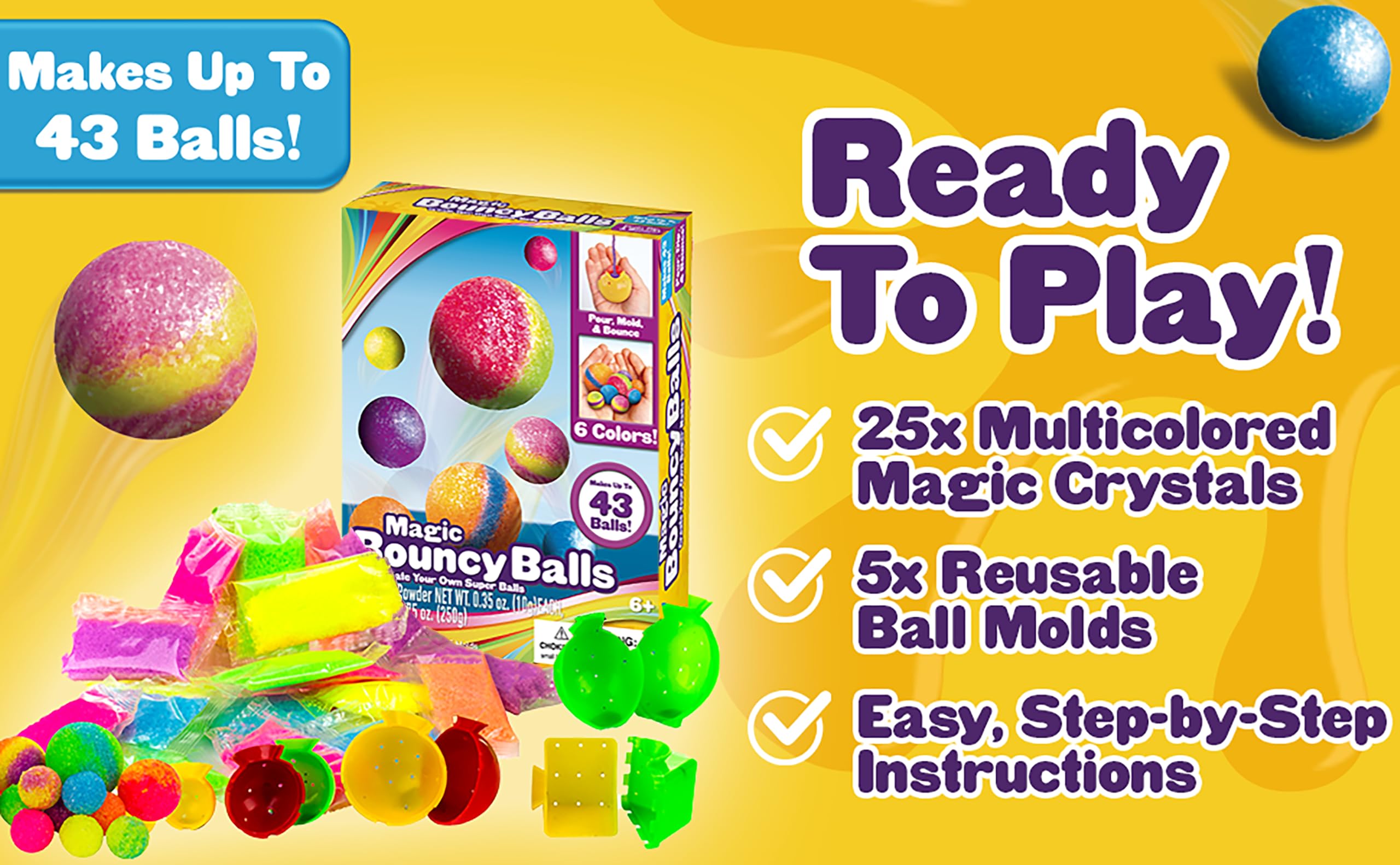 Creative Kids DIY Magic Bouncy Balls - 43 Ball Kit - STEM Science Toys — Amazon image 3