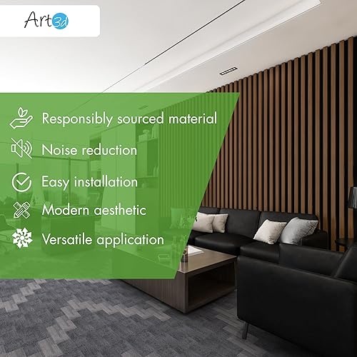 Miniatura 6 de Art3d Paquete de 4 paneles de listones de madera insonorizados de 12 x 93 pulgadas, paneles de pared acústicos de 31 pies cuadrados, paneles de