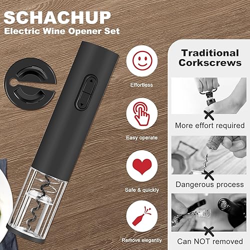 Miniatura 5 de Abrevino eléctrico, sacacorchos automático con cortador de lámina, accesorio de cocina para el hogar, accesorio de vino para amantes del vino,