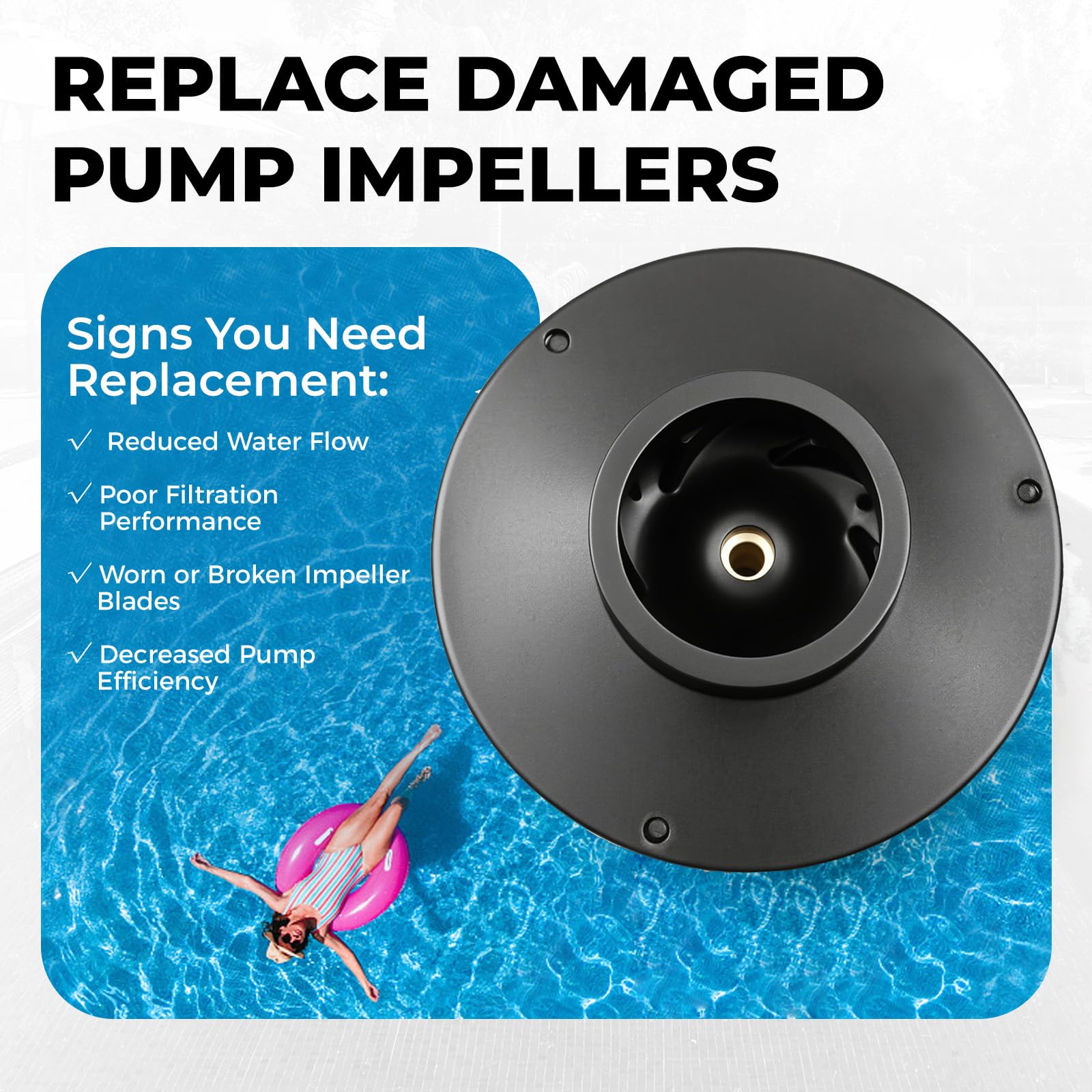 Turbine de pompe de piscine SPX3220C avec vis, compatible avec les pompes Hayward Tristar SP3200EE et EcoStar SP3400VSP, turbine de rechange de pompe de piscine 2HP
