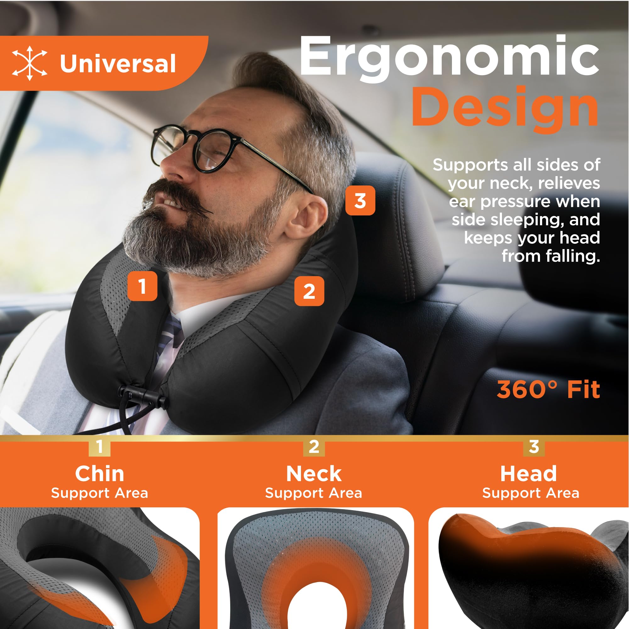 BLACK+DECKER Cuscino cervicale rinfrescante in memory foam, cuscino da viaggio per aereo, auto e treno, supporto ergonomico per il collo, memory foam a rimbalzo lento, fodera lavabile, misura