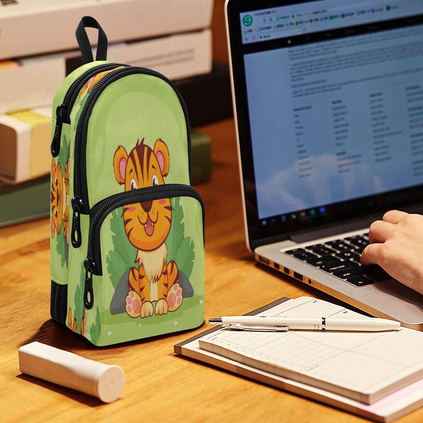Federmäppchen 'Schwarzer Tiger' Im Rucksack-Design – Stylisch & Geräumig Für Schule & Alltag