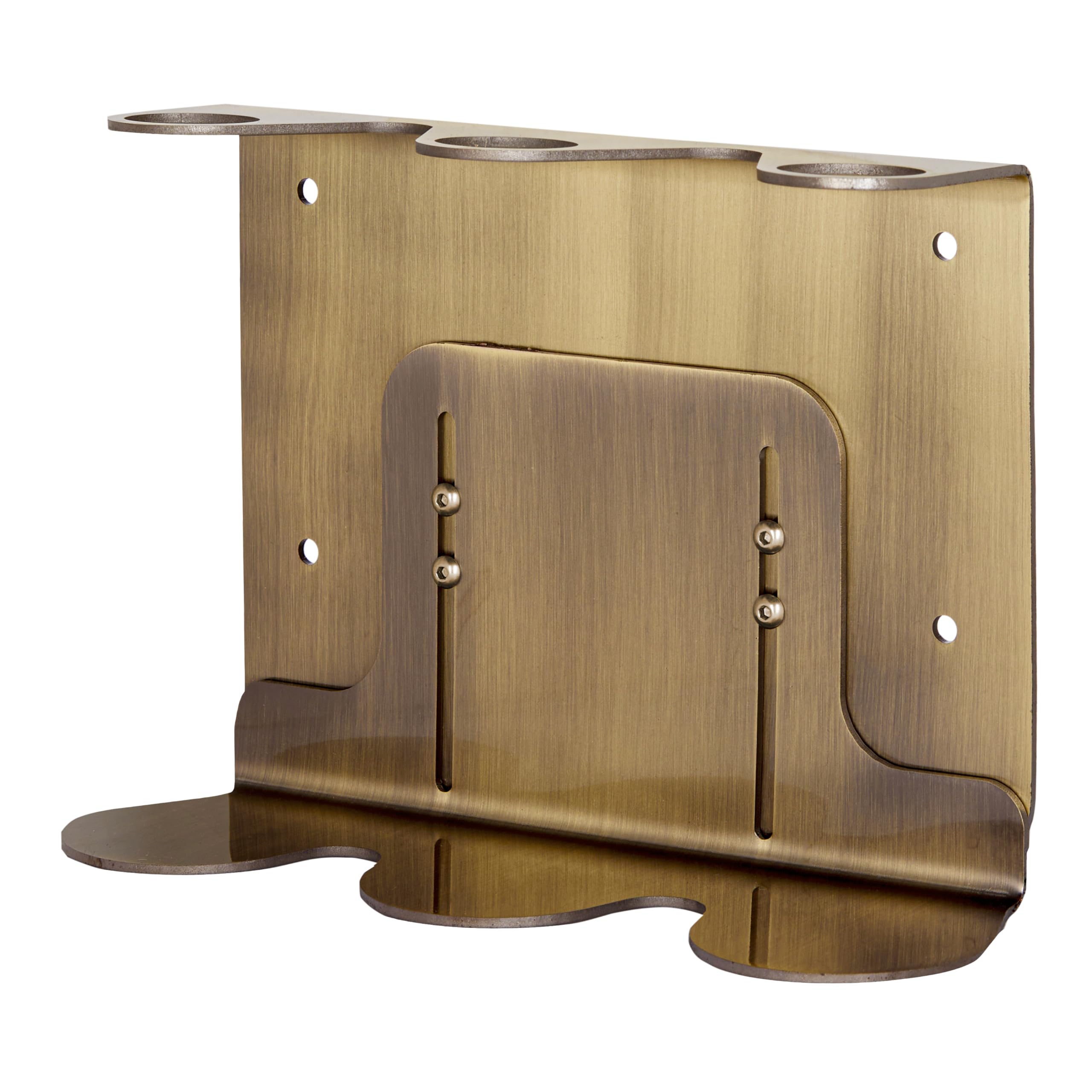 Kuishi Wall-Mounted Brushed Gold Soap Dispenser Bracket, 250-300 ML Soap Bottle Holder, Triple Brass Coloured Mounted Wall Soap Dispenser, Resistant to Corrosion and Markings, Bottles Not Included