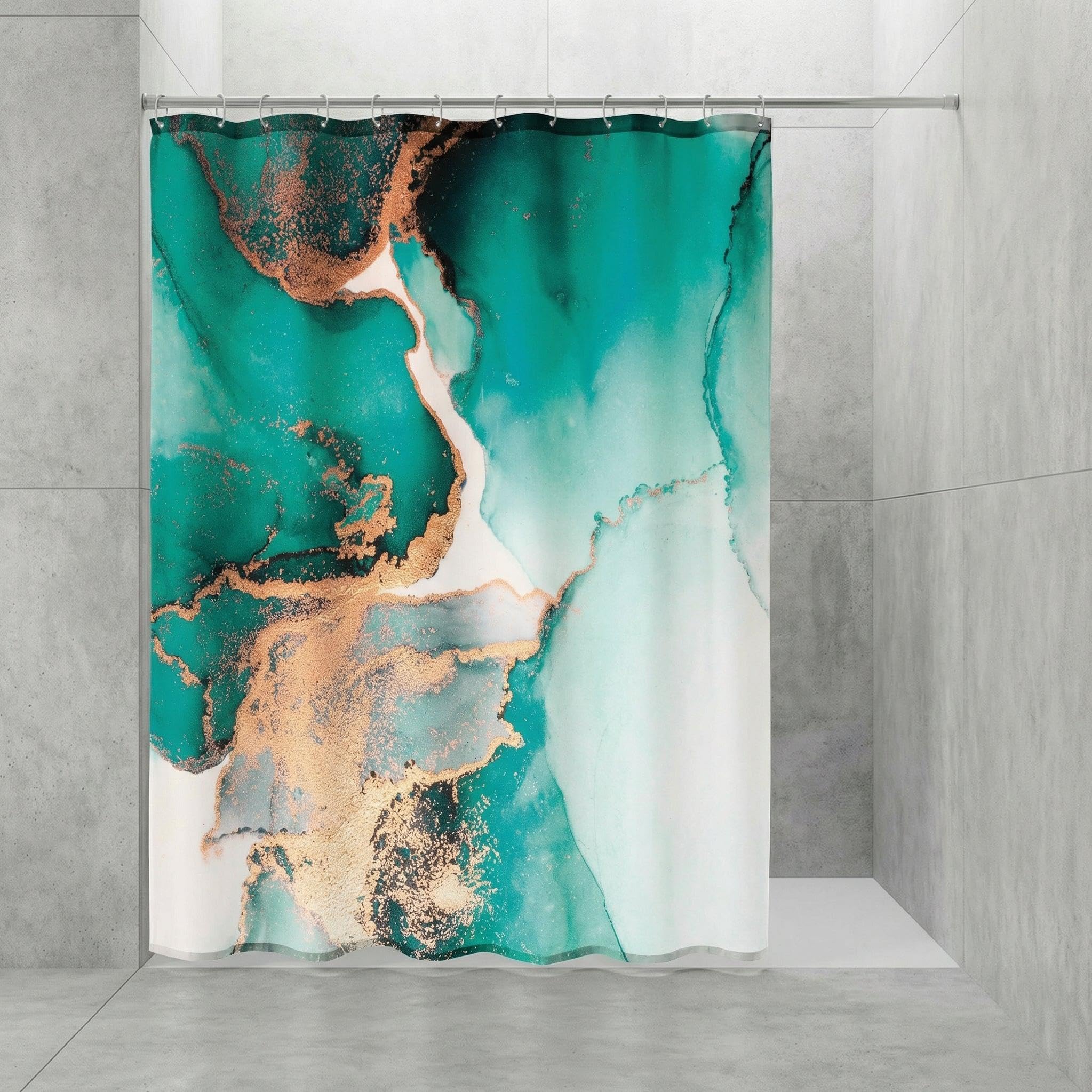 Kleine Wolke Duschvorhang Textil Teal Petrol 180 x 200 cm | Wasserabweisend, verstärkte Ösen, mit Beschwerungsband, weiches Textilgewebe, maschinenwaschbar