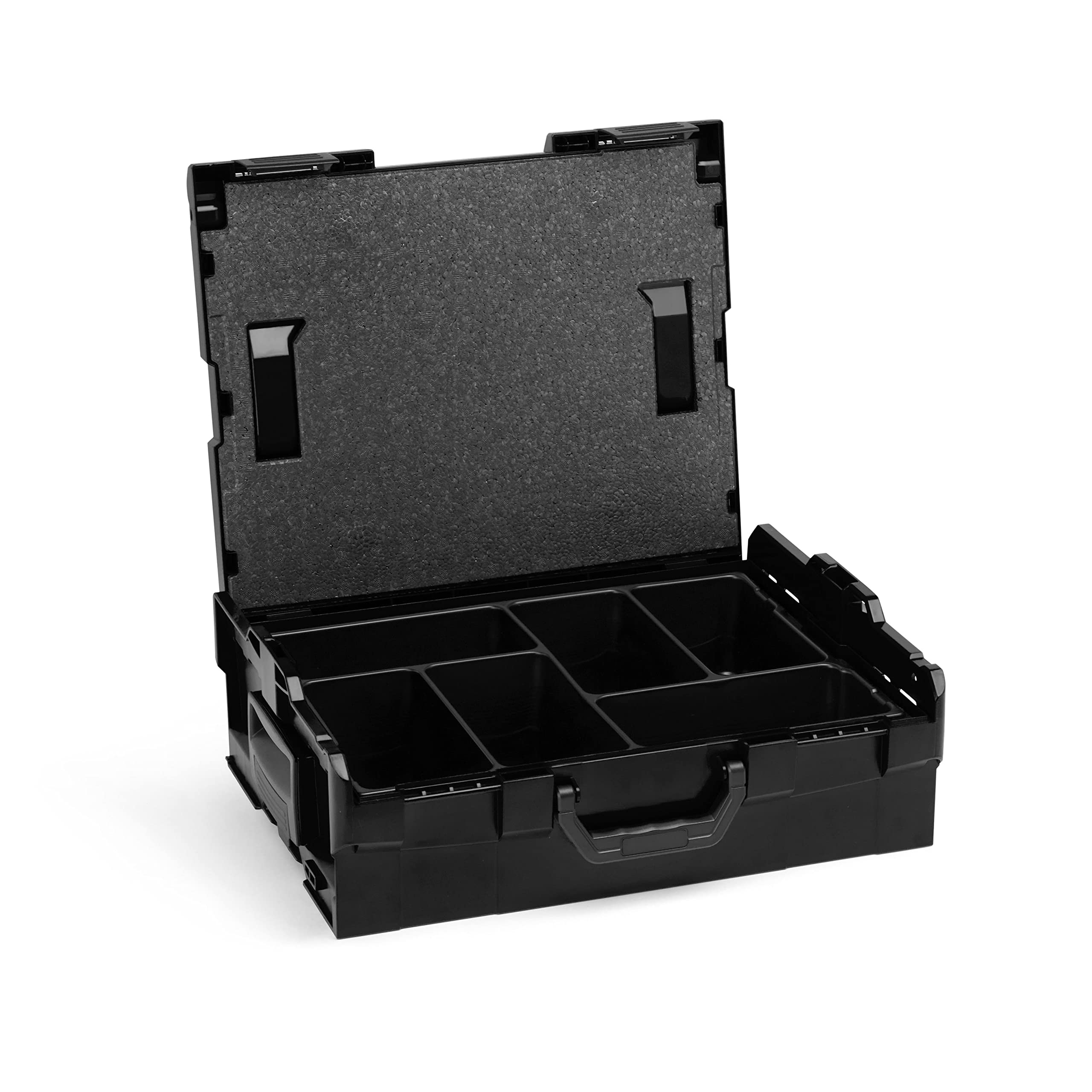Scatola vuota | L BOX 136 (nero) con inserto per piccoli pezzi | organizer per attrezzi | Set ideale per attrezzi vuoto