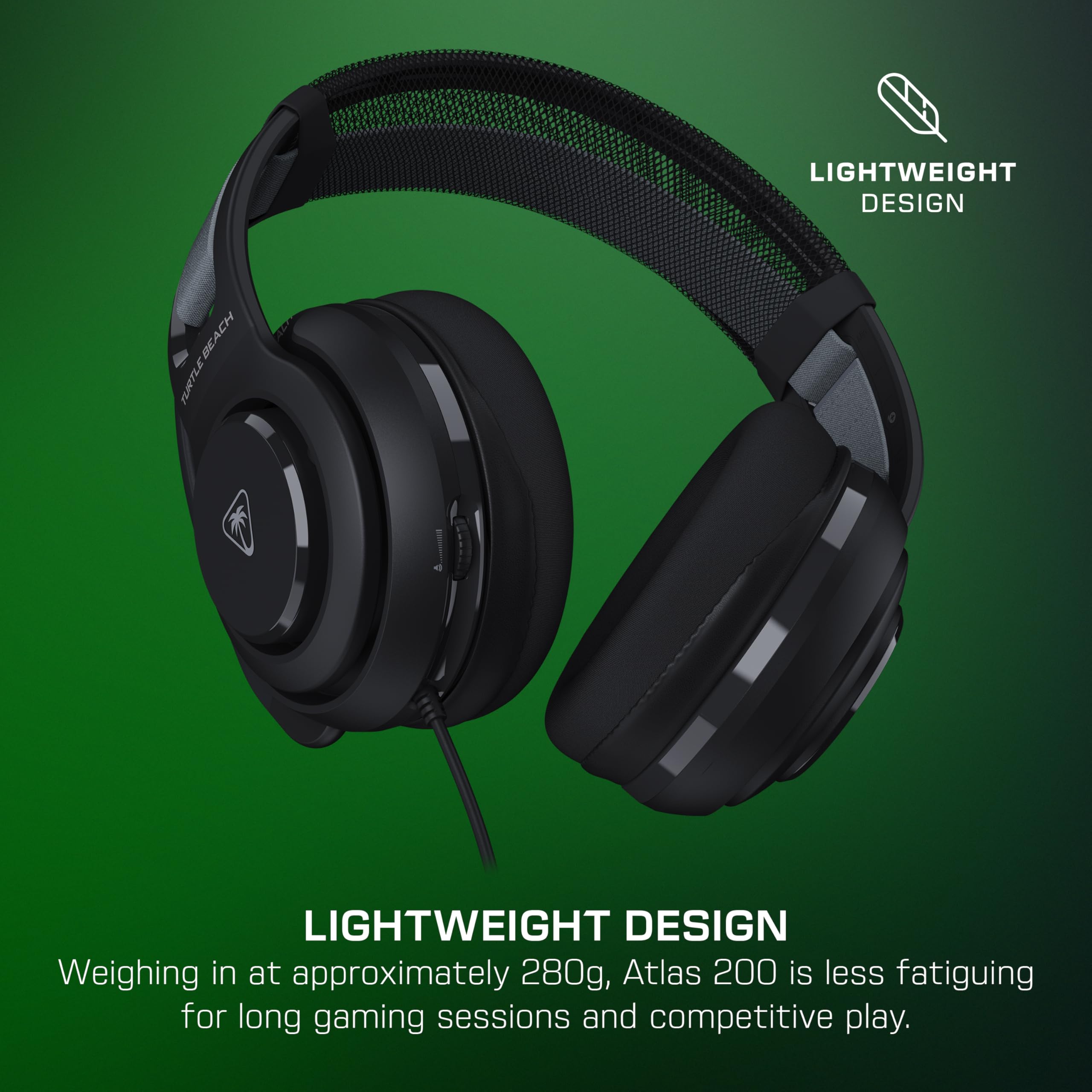 Turtle Beach Atlas 200 Cuffie da gioco multipiattaforma cablate per Xbox, PlayStation e PC con driver Nanoclear da 50 mm, microfono flip-to-mute, cuscini in memory foam