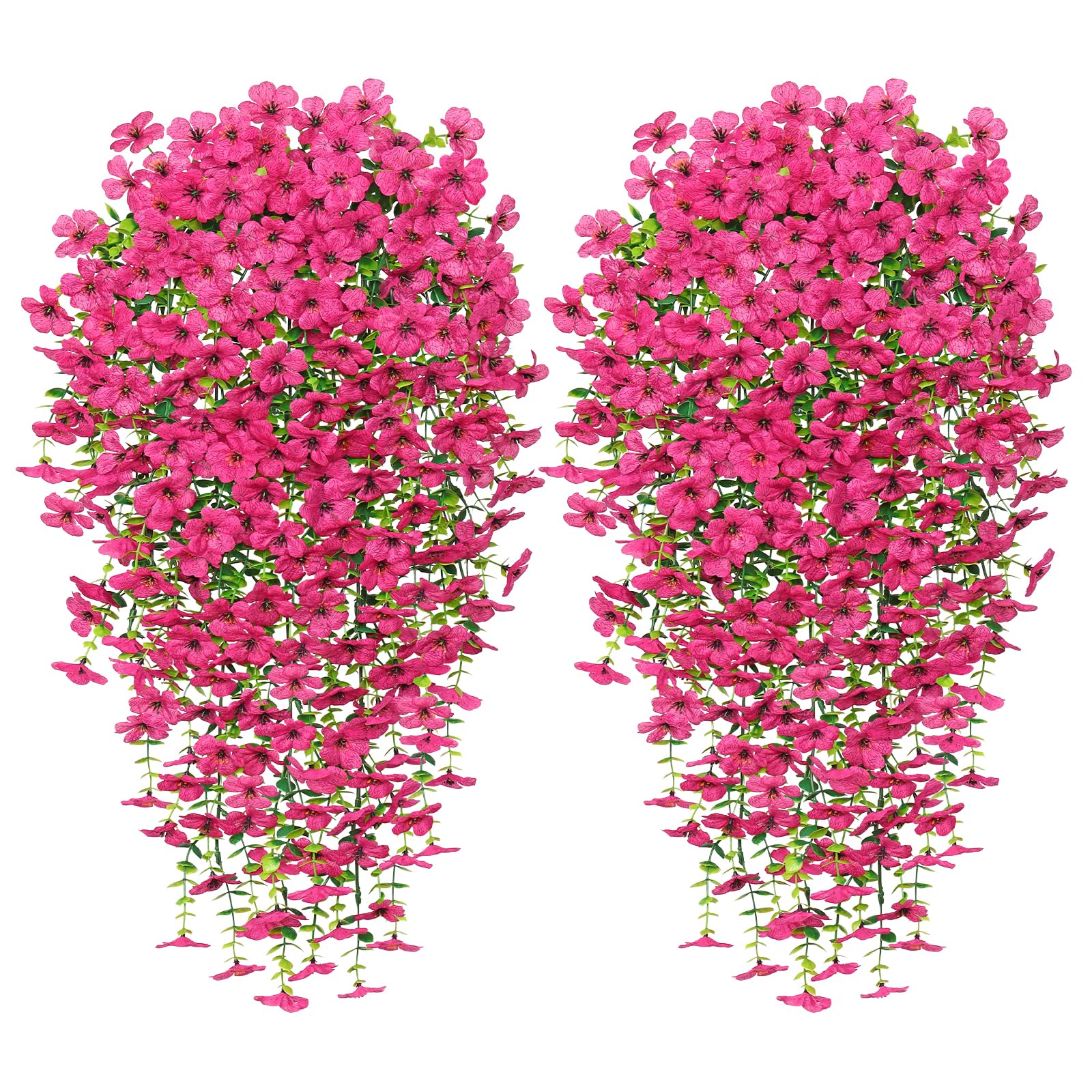 Betylifoy Flores artificiales colgantes, 4 unidades de plantas artificiales colgantes como reales de 76 cm de largo, flores artificiales para exteriores, resistentes a la intemperie, resistentes a los