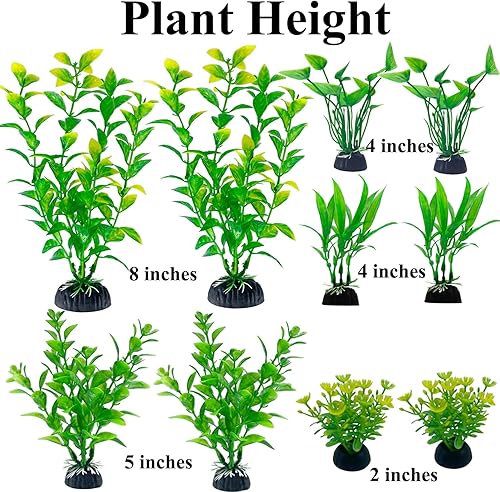 Miniatura 2 de TANOMA Accesorios para pecera, decoración de plantas, plantas artificiales de acuario de plástico para peces, 10 unidades