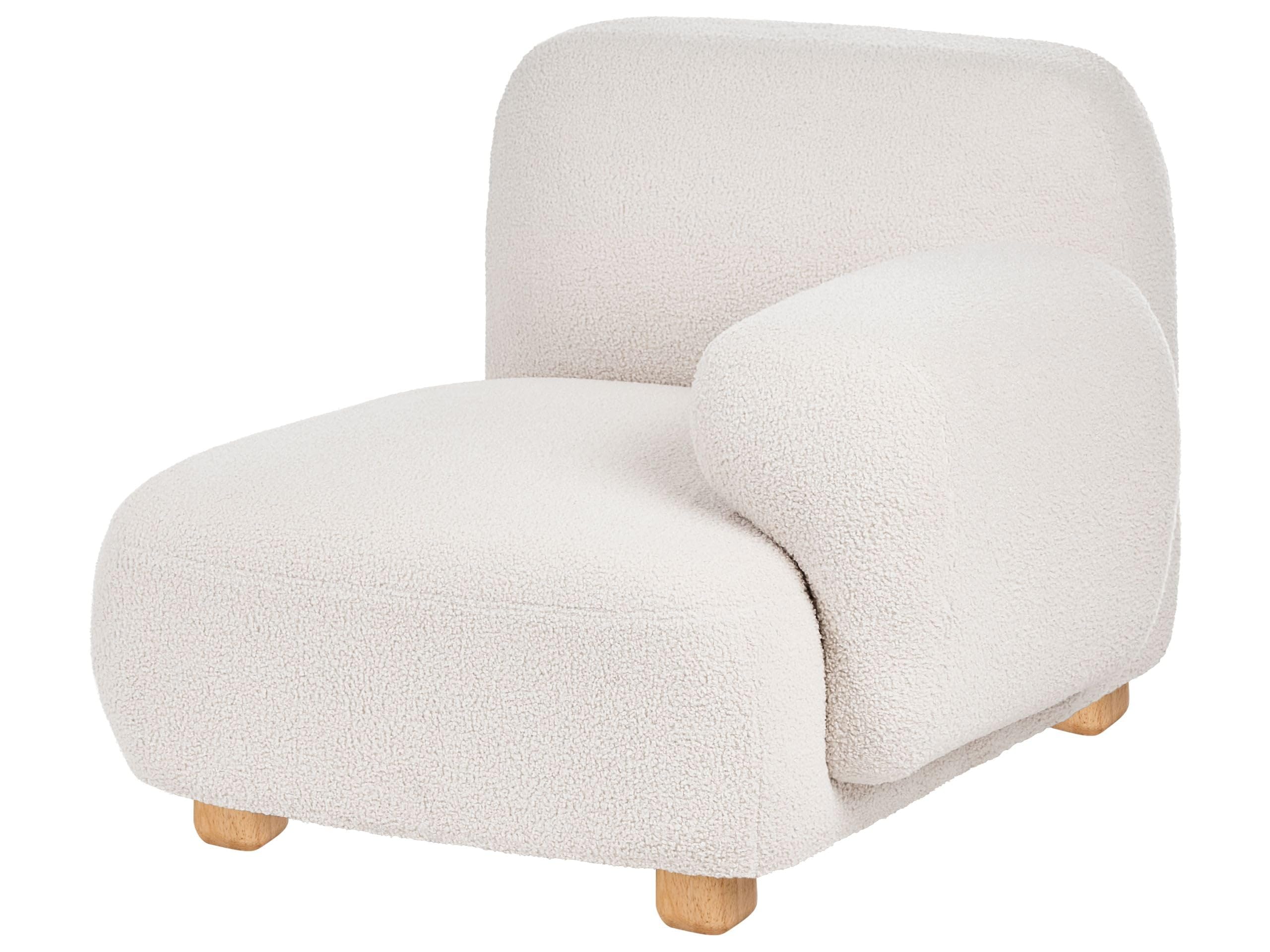 Beliani Sessel linksseitig Bouclé cremeweiß gepolstert modular mit Armlehne Lehne & Holzbeinen modern Amli