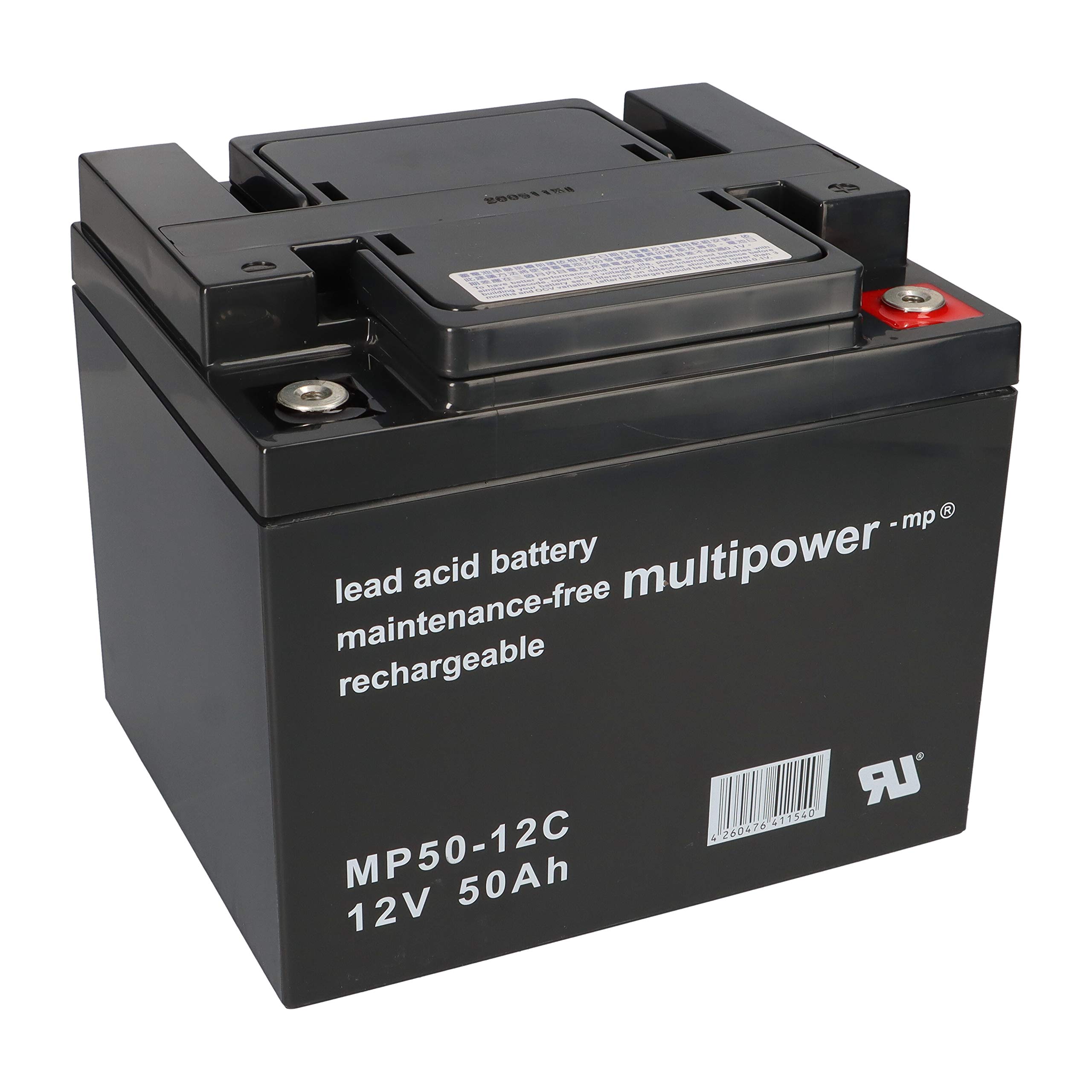 2X AGM 12V / 50Ah akumulator ołowiowy - MP50-12C odporny na cykl kompatybilny WP50-12NE, 12LCP-50, REC50-12I + adapter WSB
