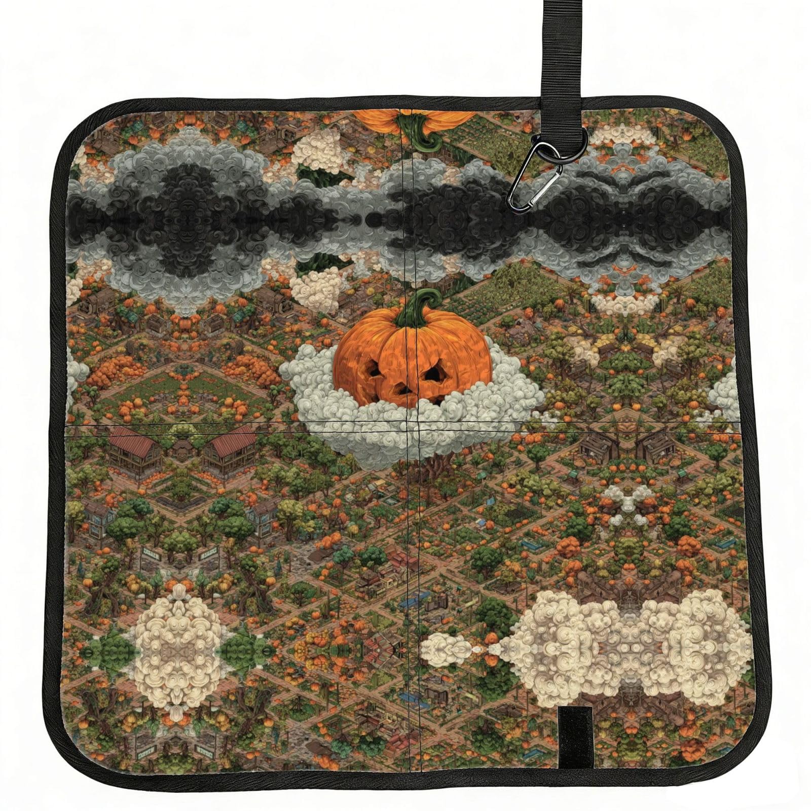 MROWYC Floating pumpkin lanterns Printed Foldable Seat Cushion - Portable with Carabiner, for Stadium, Camping, Hiking
