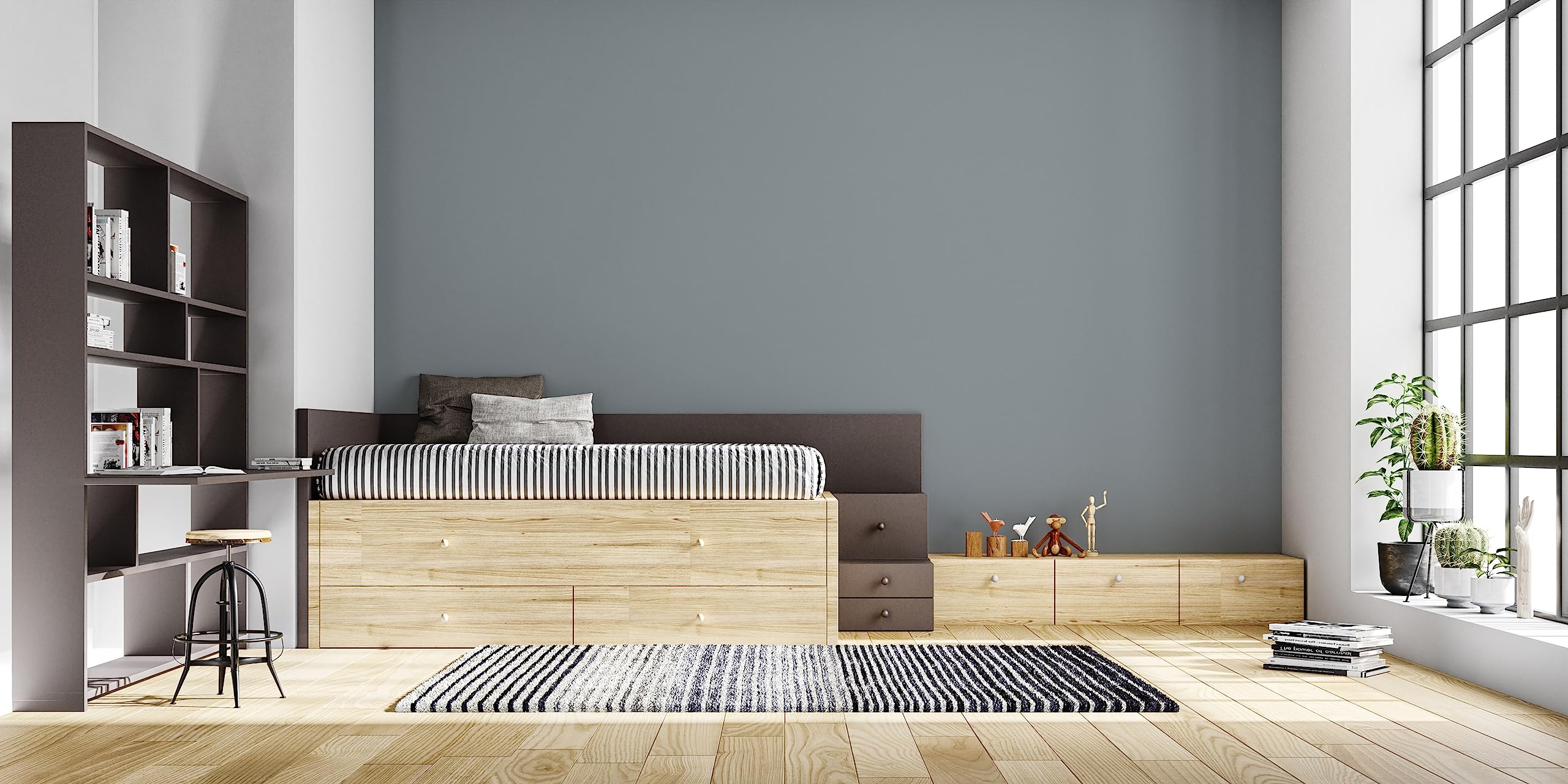 BAR-RESINE: Dwuskładnikowa farba/żywica epoksydowa, w fazie wodnej do płytek, płytek, płytek, laminatów, PCW itp... - 3 kg BRILLANT - 30m² - Szary & Czarny - Nec merytur