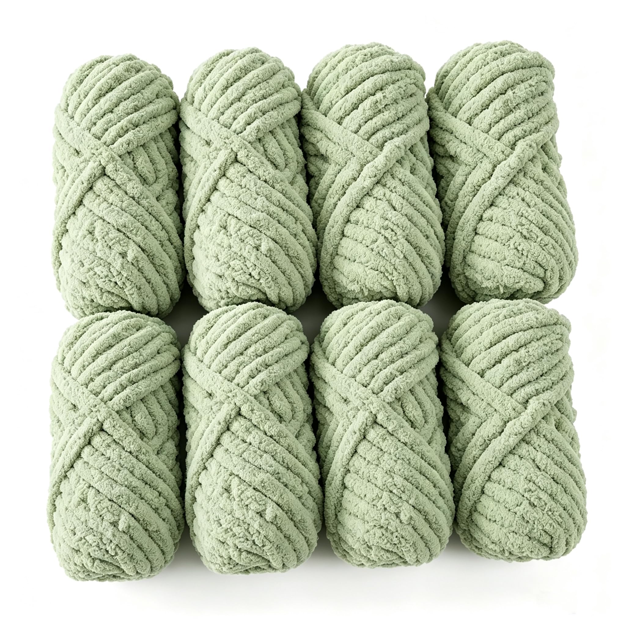 BOXIZ 8 Pack Chunky Chenille Yarn for Crocheting & Knitting, 31.7yds 8 oz Each Skein Soft Fluffy Kitting Yarn Set, Thick Velvet Plush Yarn for Handcrafts Weaving Making Blankets, Clothes, Pattern Kn
