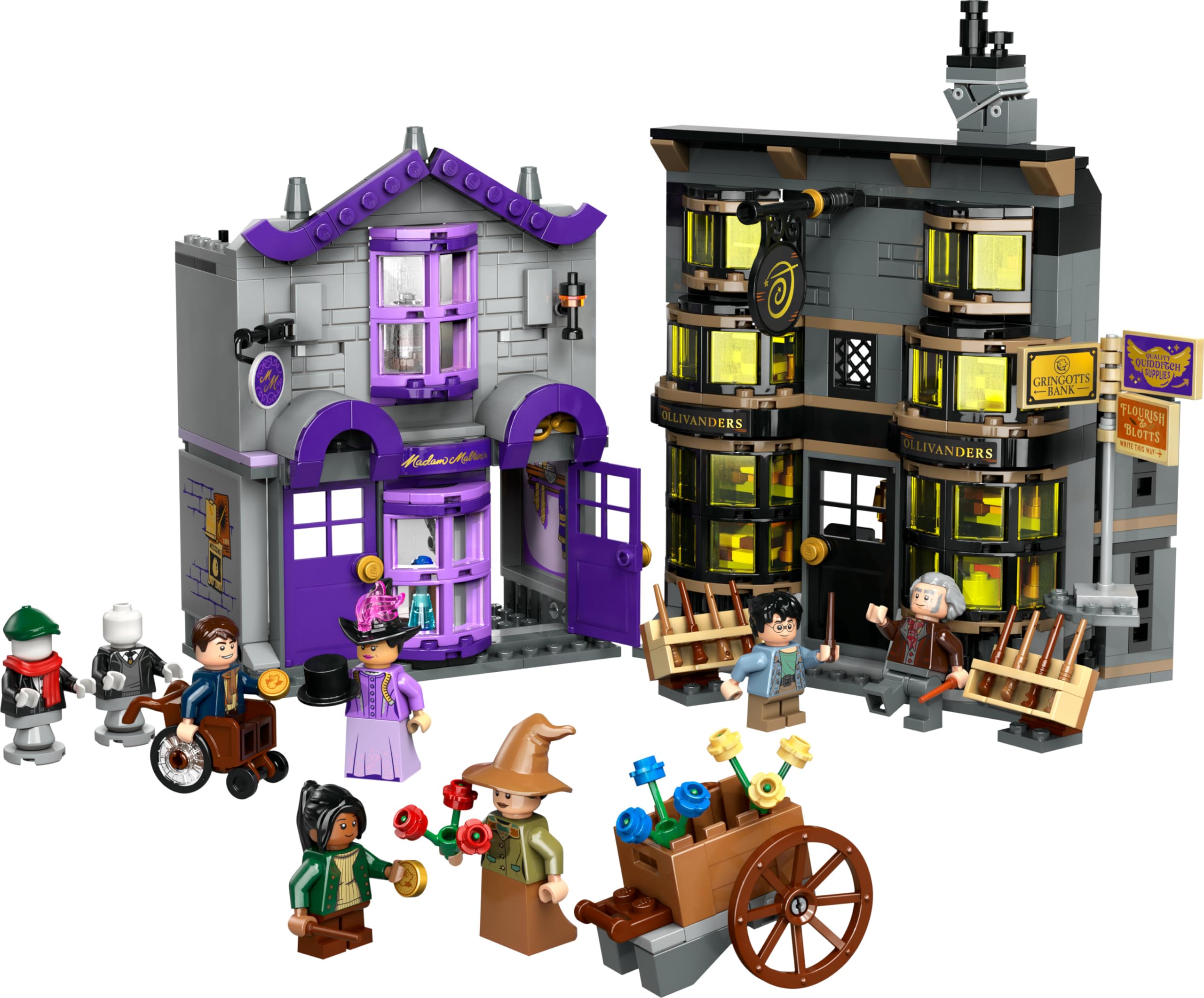 LEGO Harry Potter Olivander e Madama McClan: Abiti per Tutte le Occasioni, 2 Modelli di Negozi Giocattolo da Costruire con 6 Minifigure, Giochi Creativi per Bambini da 8 Anni da Collezione 76439